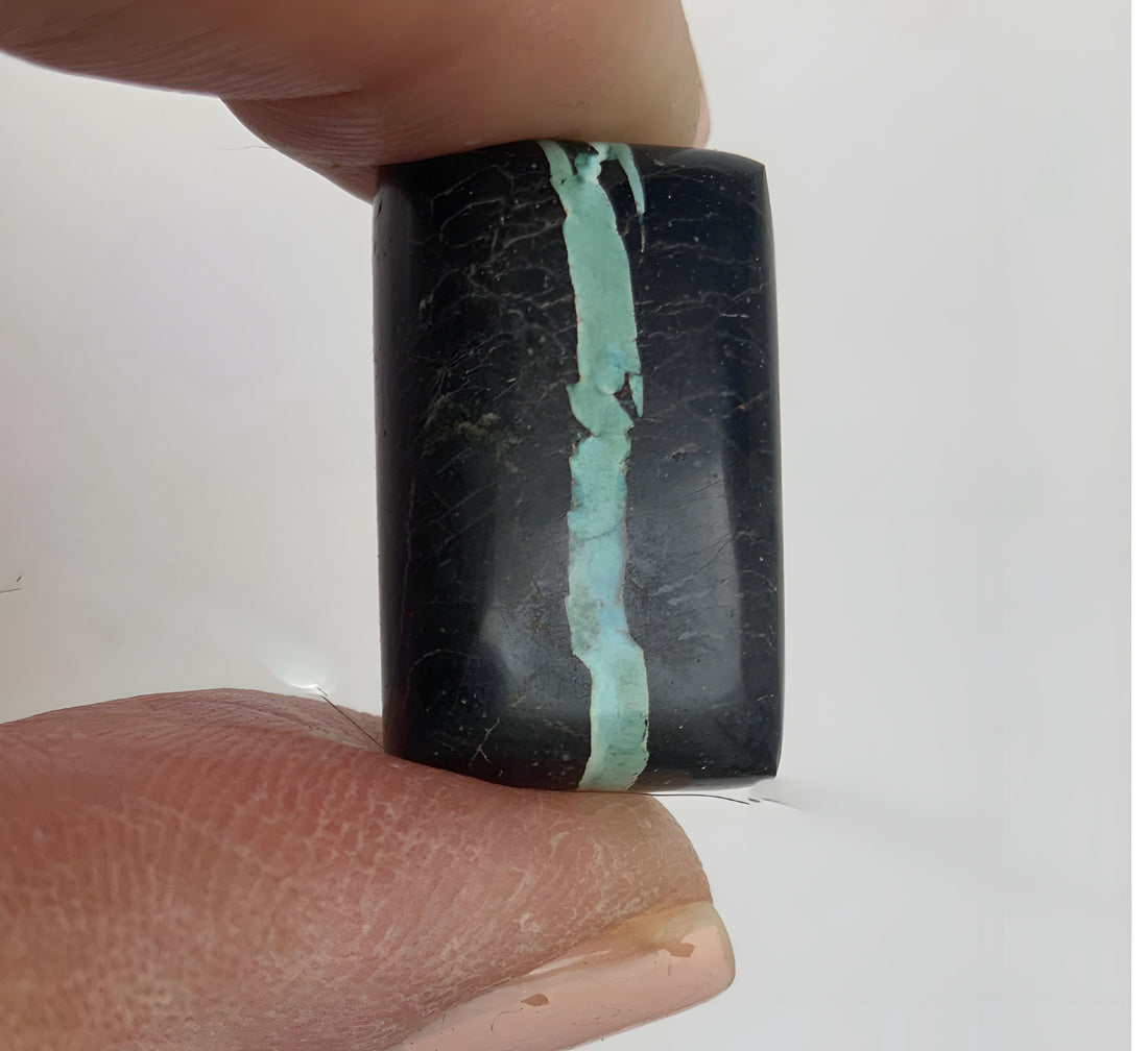 Natural Sierra Nevada Boulder Ribbon Turquoise Rectangular Cabochon