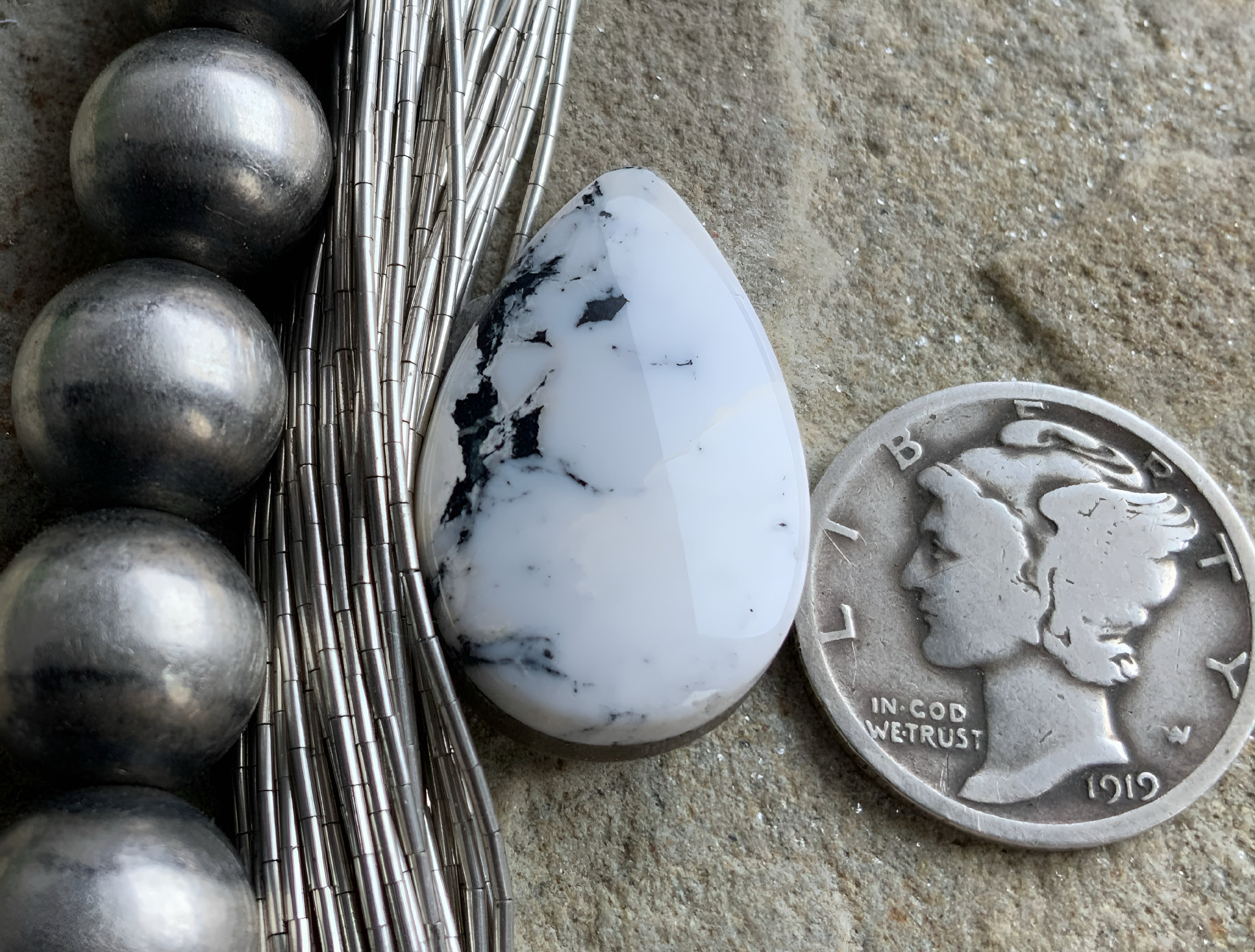 Natural White Buffalo Teardrop Cabochon-Nevada Gemstone #WB17