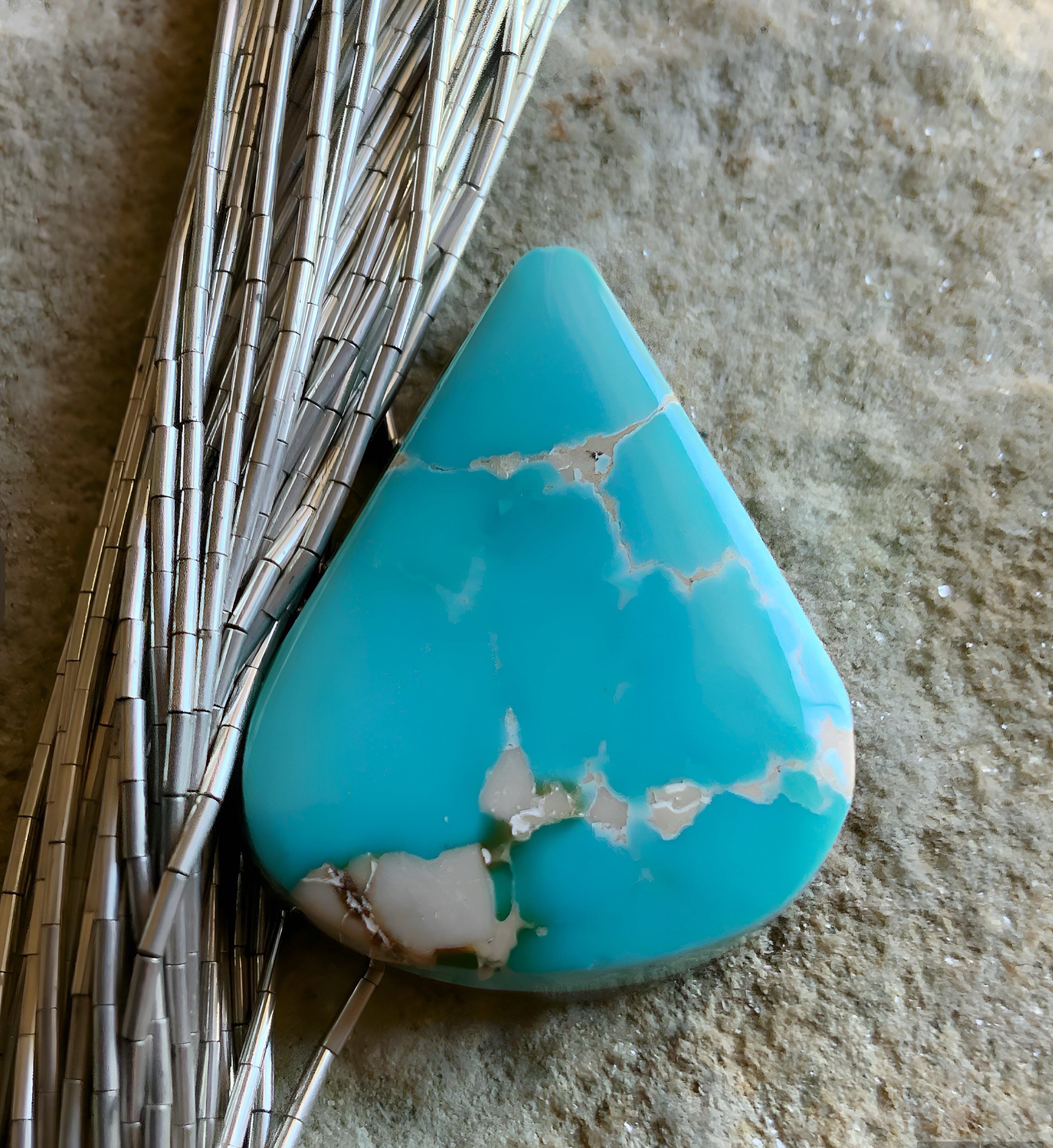 Natural Royston Blue Triangular Cabochon -Nevada Gemstone #R63