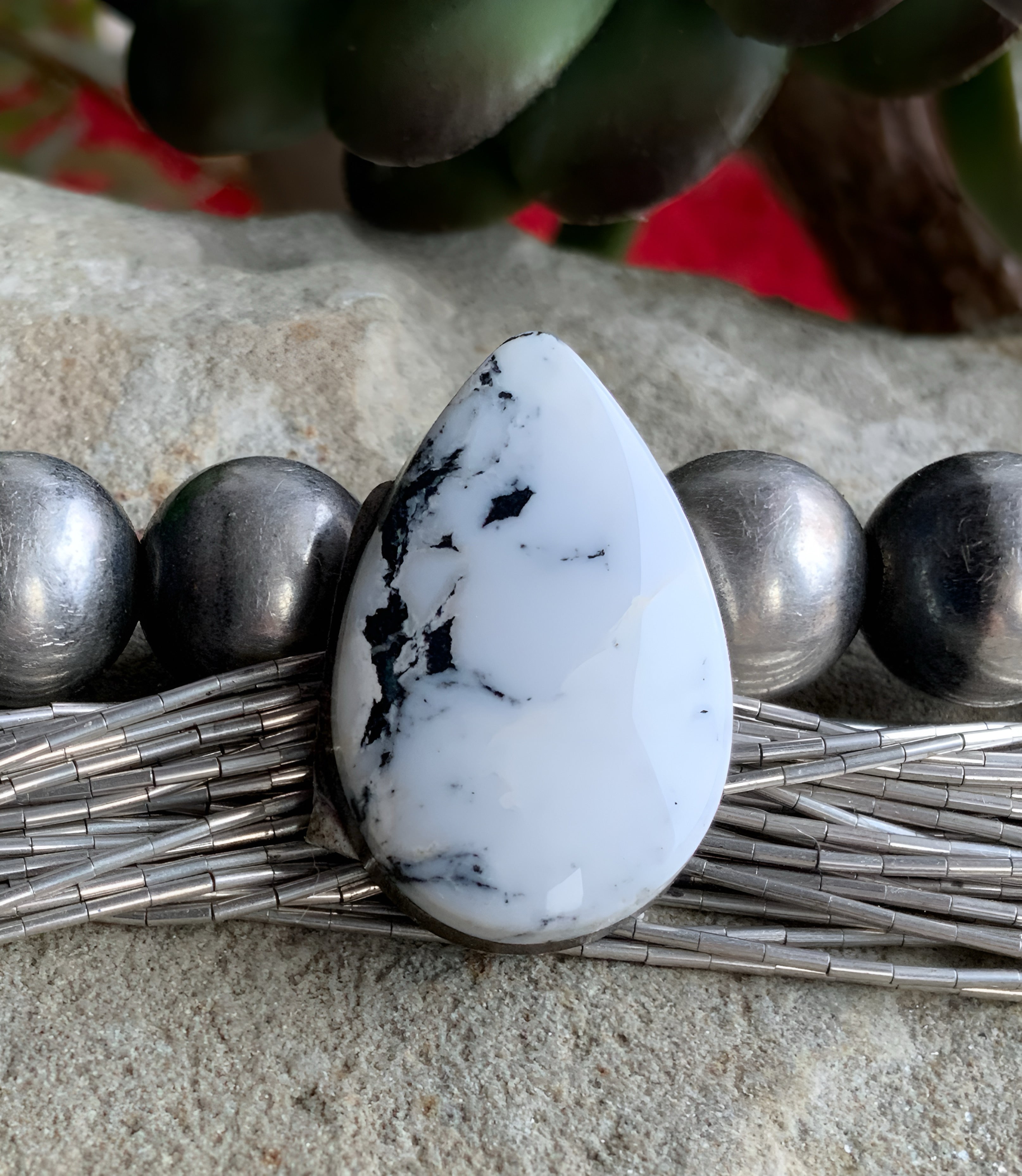 Natural White Buffalo Teardrop Cabochon-Nevada Gemstone #WB17