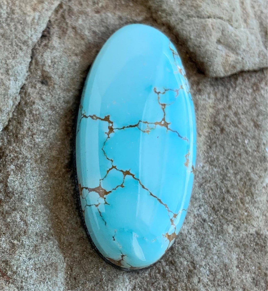Beautiful Natural High Grade Number Eight Turquoise Oval Cabochon