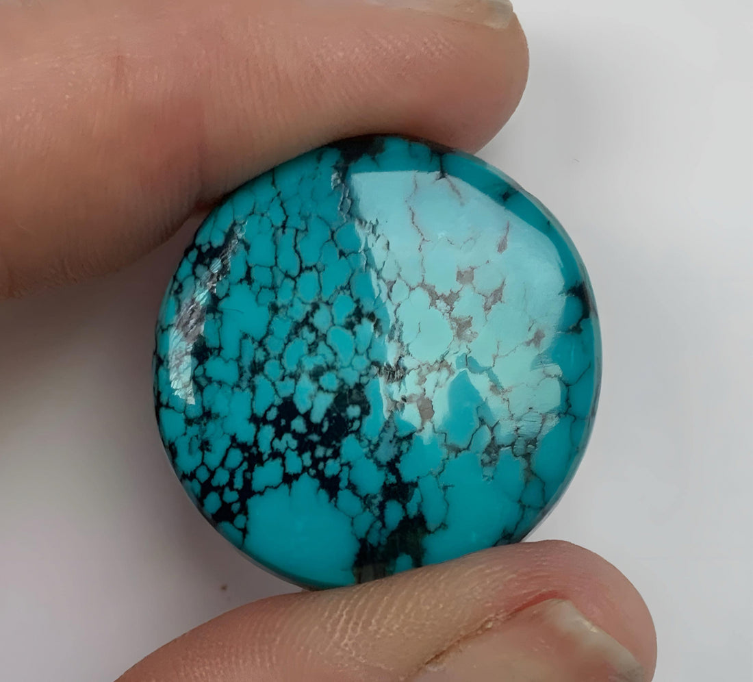Beautiful Large Round Hubei Turquoise Cabochon