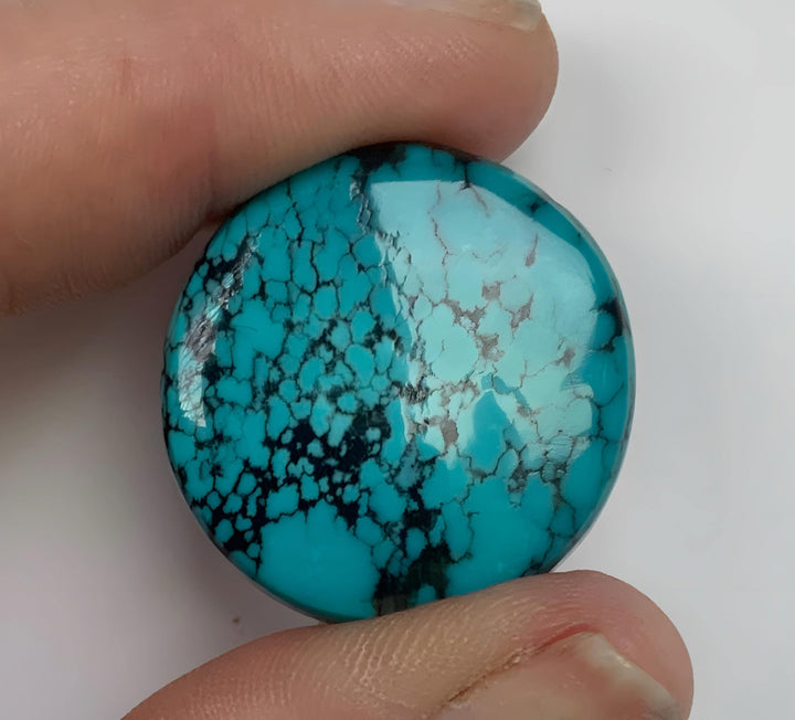 Beautiful Large Round Hubei Turquoise Cabochon