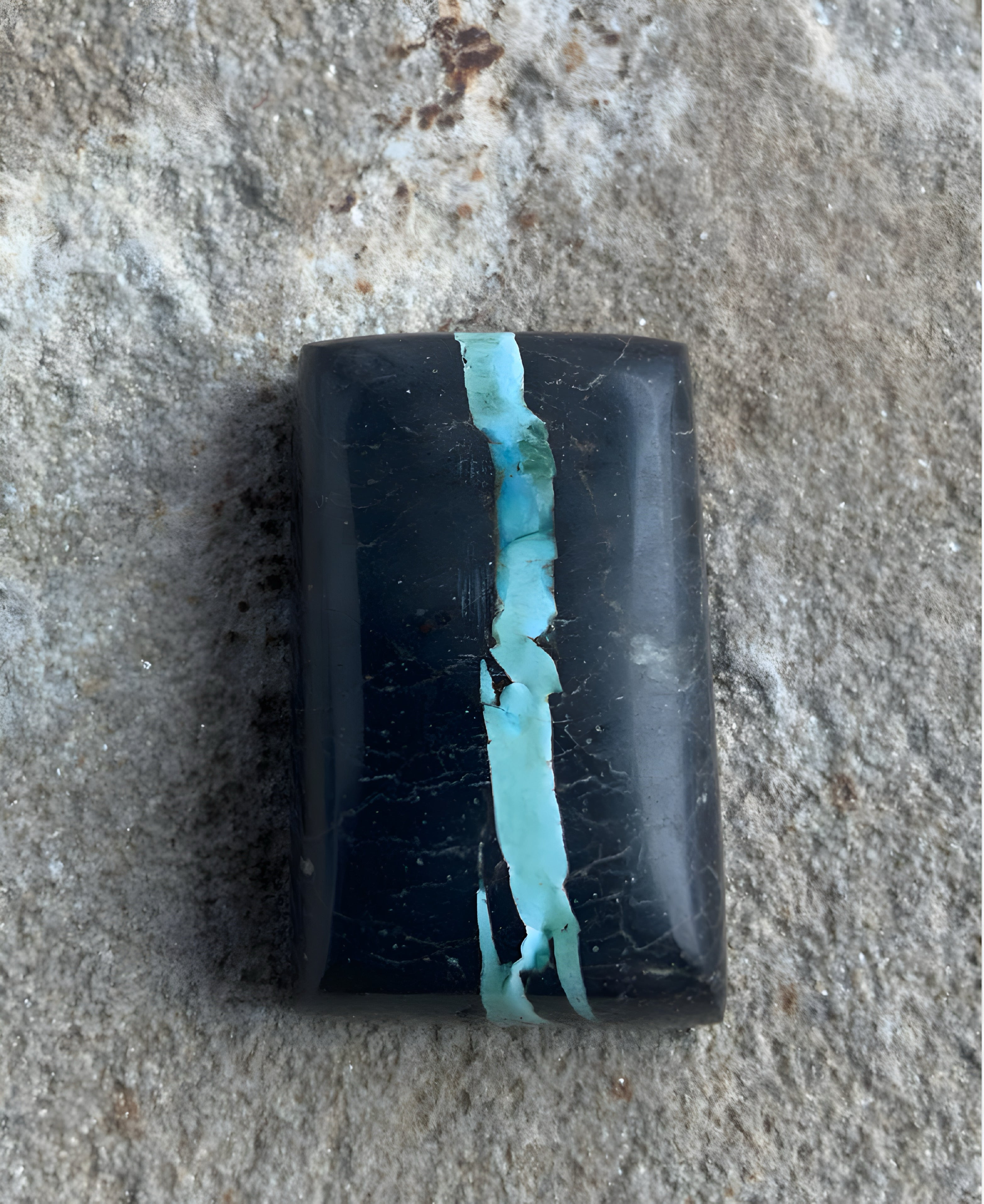 Natural Sierra Nevada Boulder Ribbon Turquoise Rectangular Cabochon