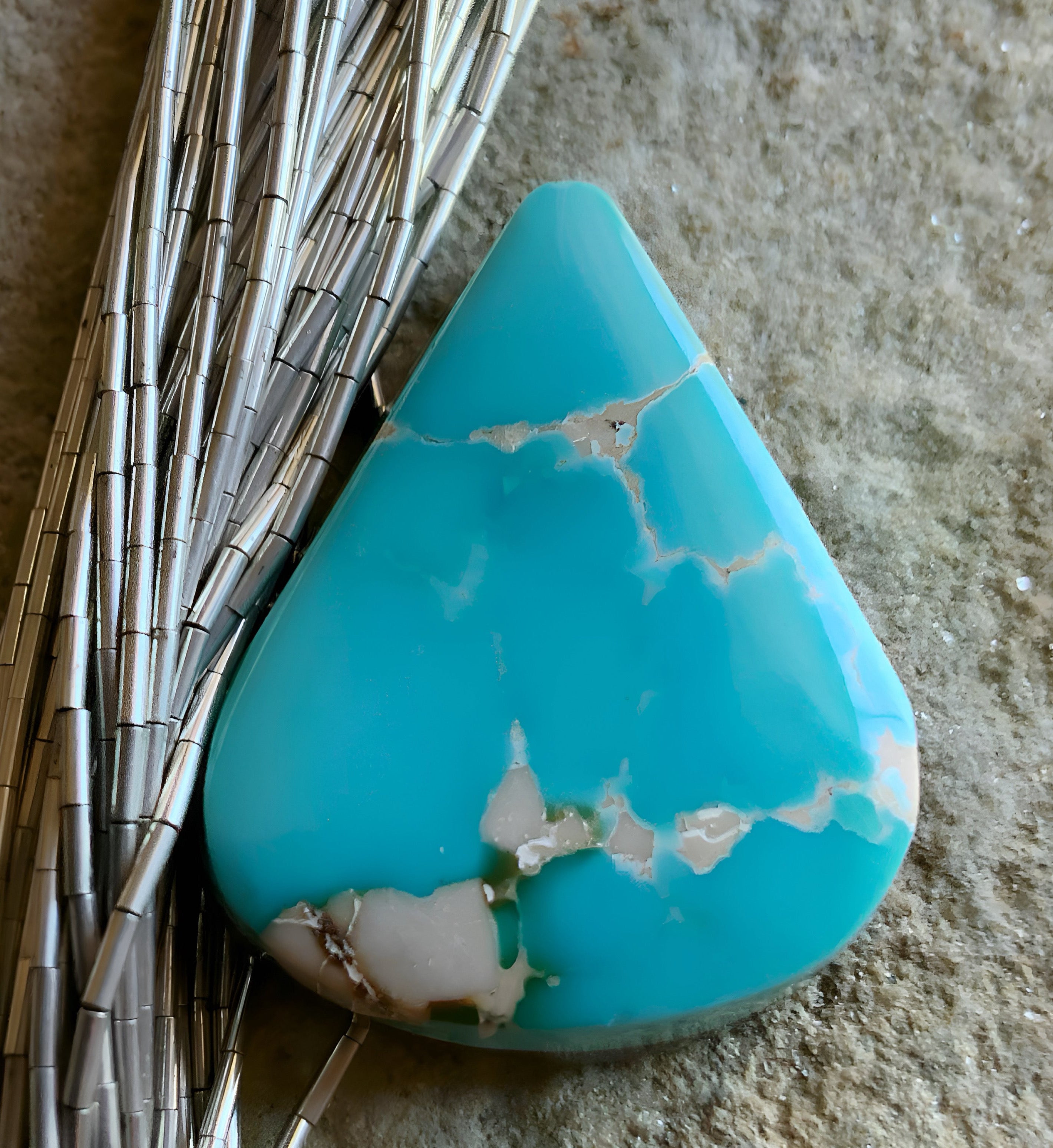 Natural Royston Blue Triangular Cabochon -Nevada Gemstone #R63