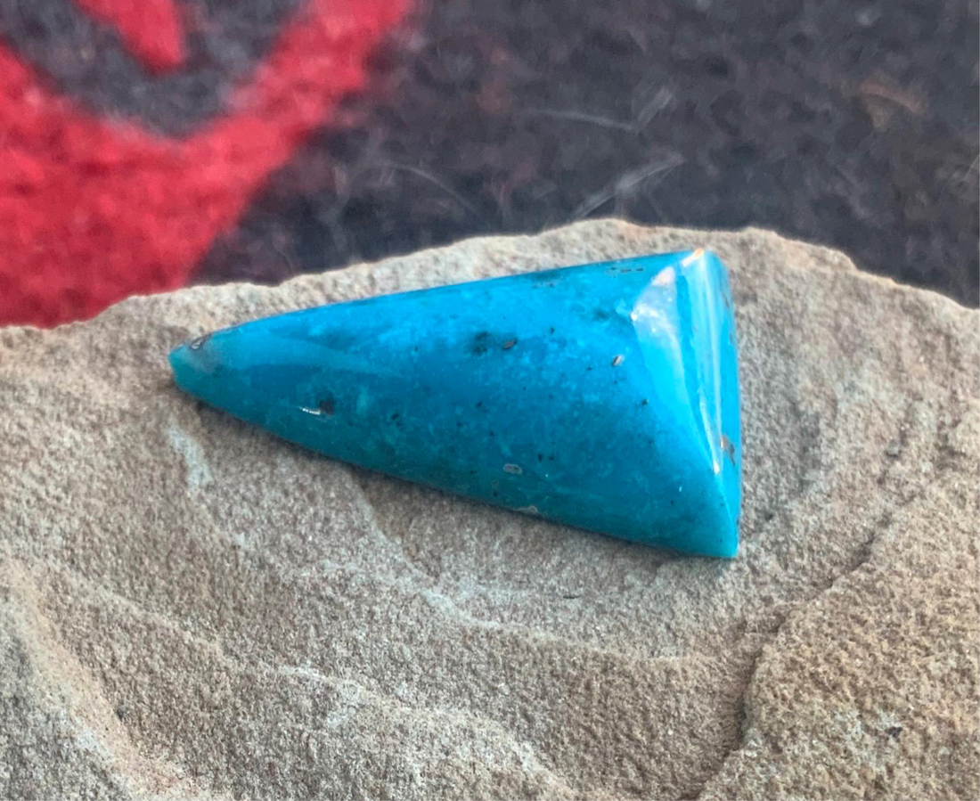 Gorgeous Blue Morenci Turquoise Triangular Cabochon with Pyrite