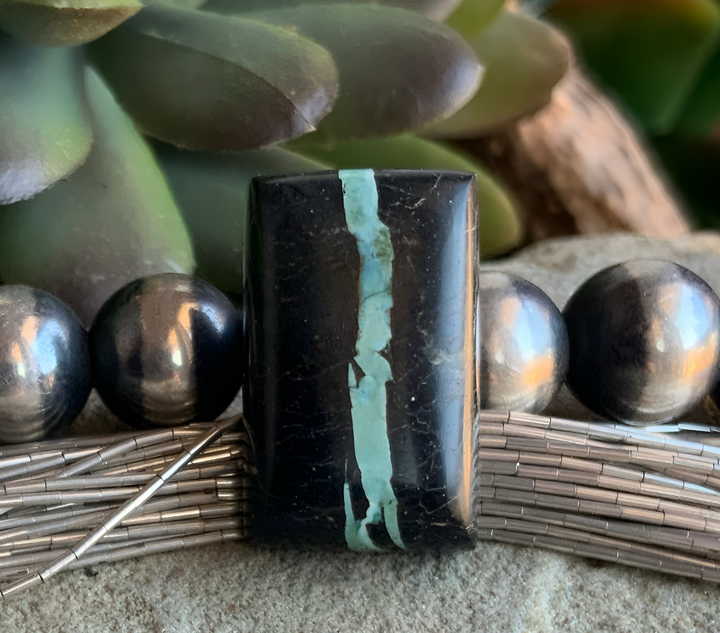 Natural Sierra Nevada Boulder Ribbon Turquoise Rectangular Cabochon