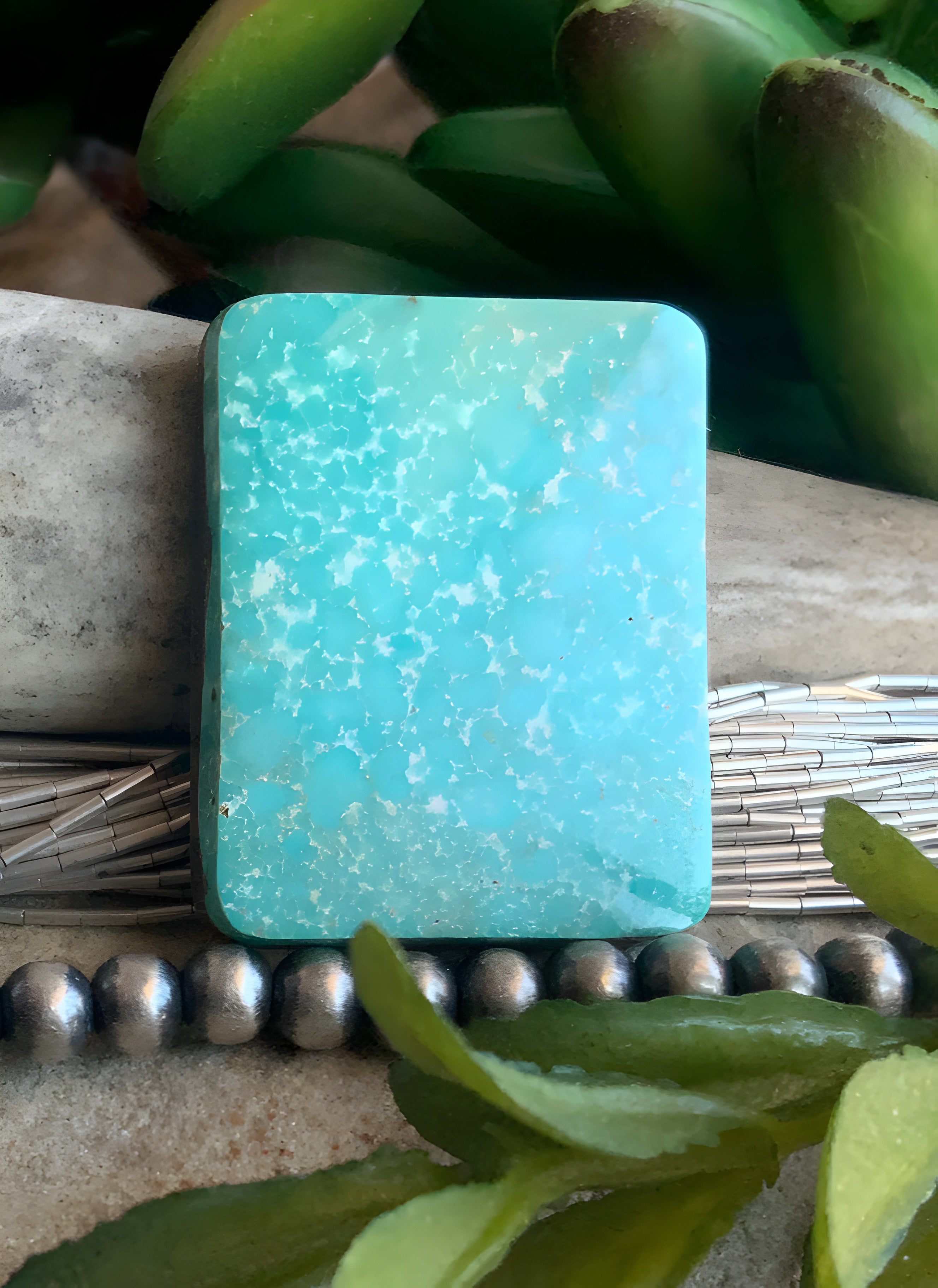 Natural Turquoise Mountain Turquoise Rectangular Cabochon-Arizona Gemstone