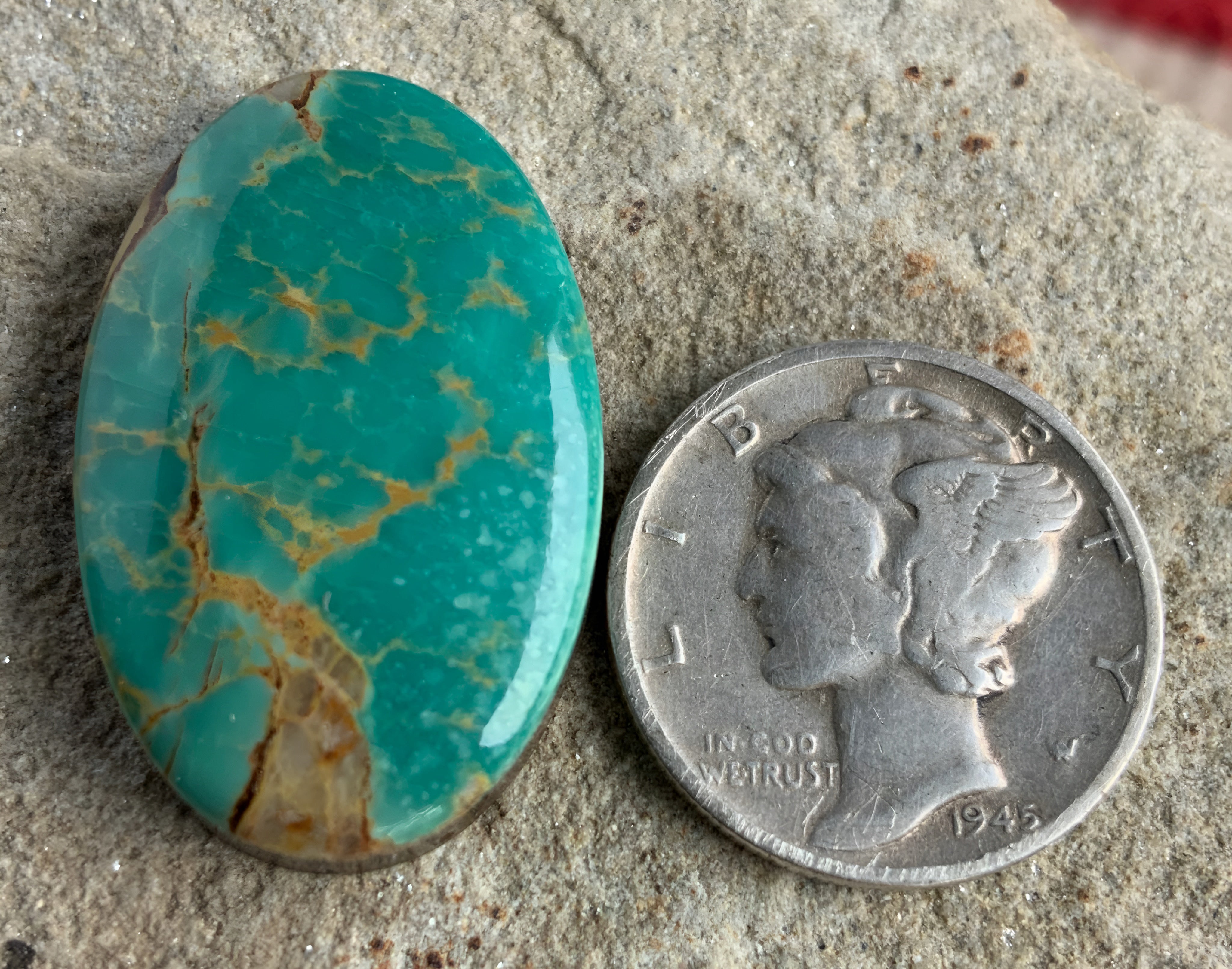 Green Turquoise Mountain Oval Turquoise Cabochon