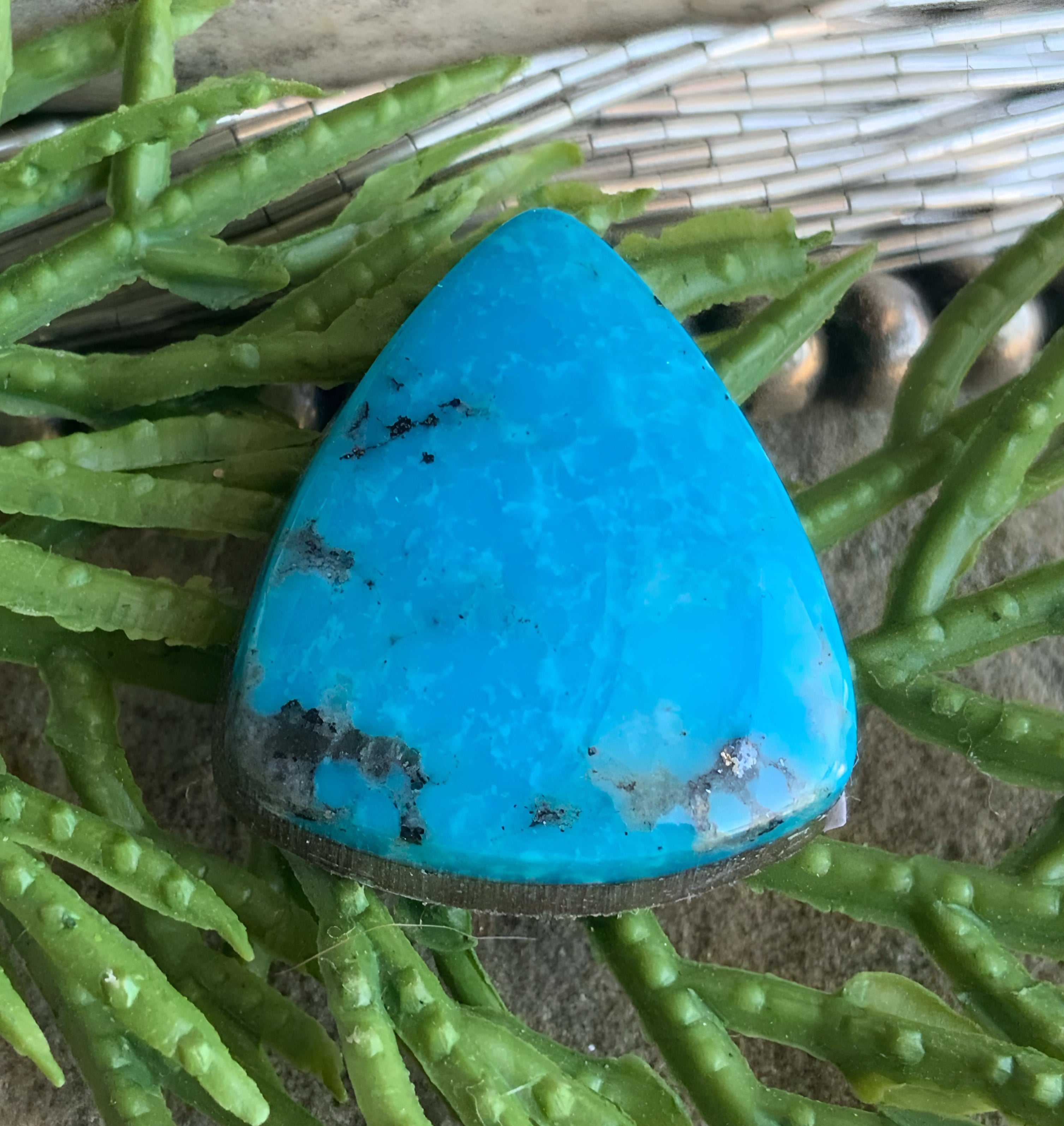 Ithaca Peak Turquoise Trillion Cabochon -Arizona Gemstone #IP144