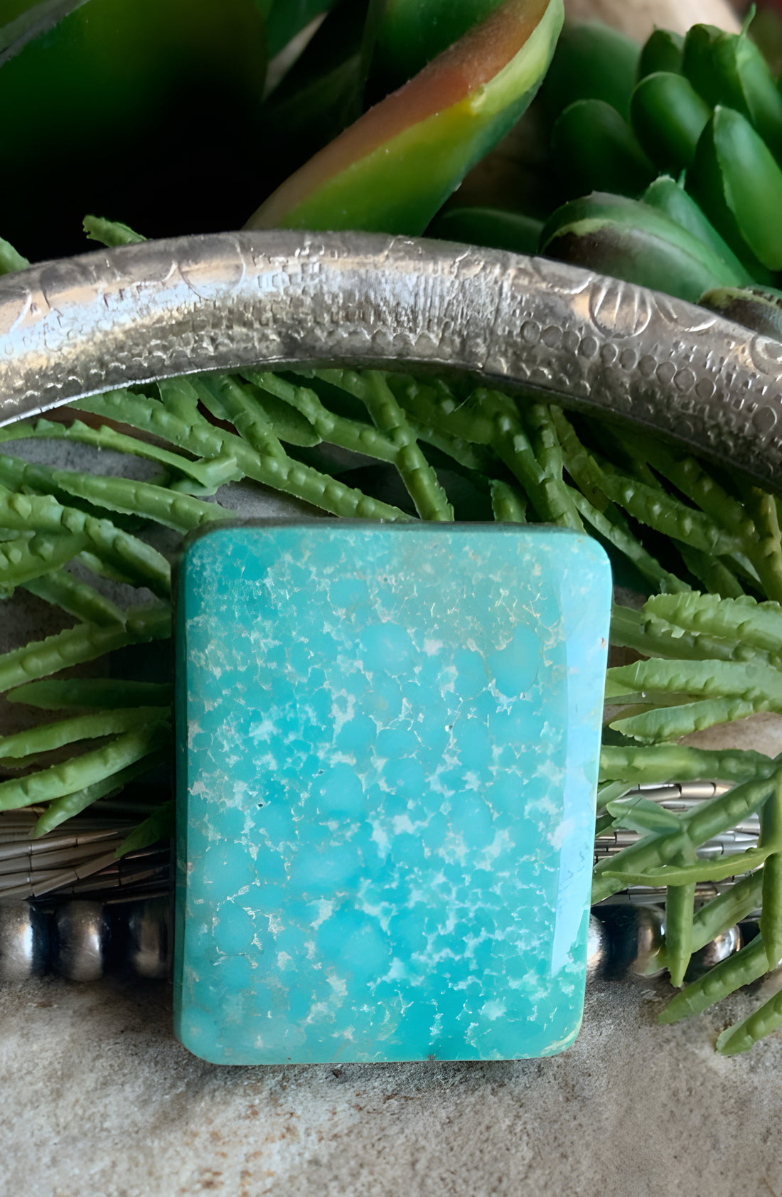Natural Turquoise Mountain Turquoise Rectangular Cabochon-Arizona Gemstone