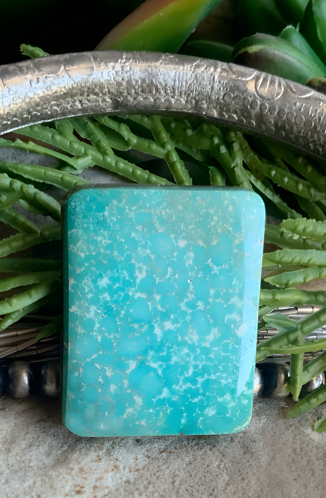 Natural Turquoise Mountain Turquoise Rectangular Cabochon-Arizona Gemstone