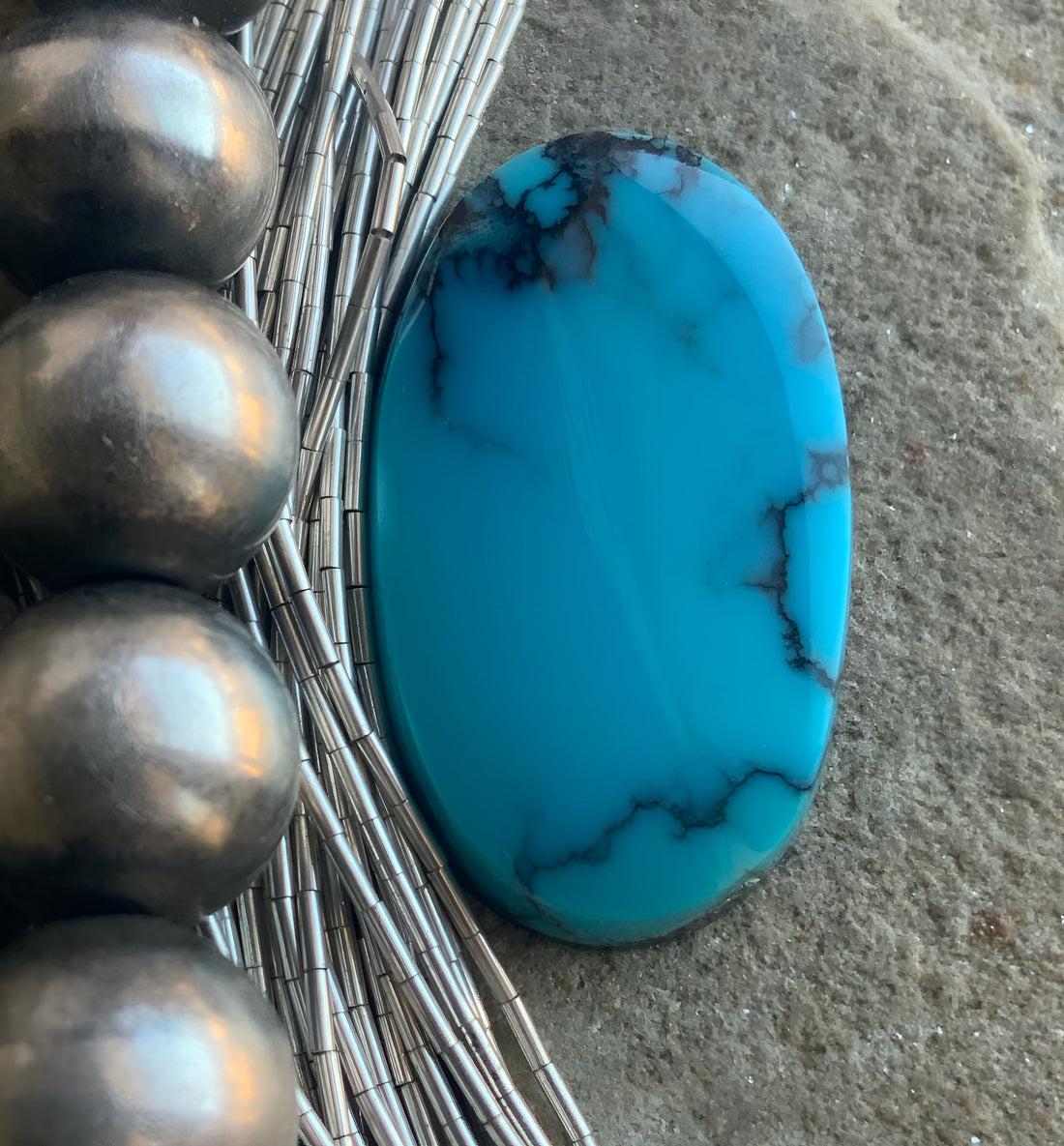 High Grade Cloud Mountain Turquoise Oval Blue Cabochon