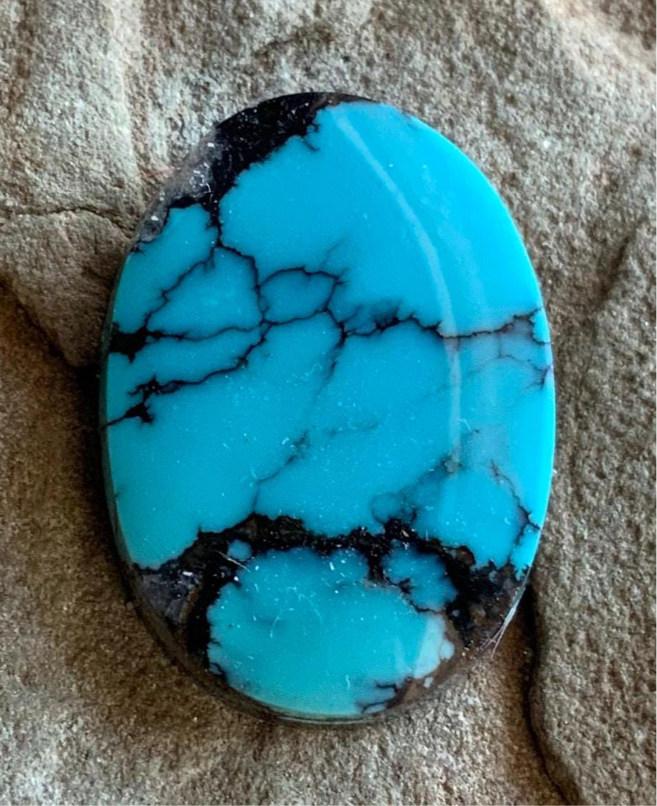 Beautiful High Grade Cloud Mountain Turquoise Oval Blue Cabochon