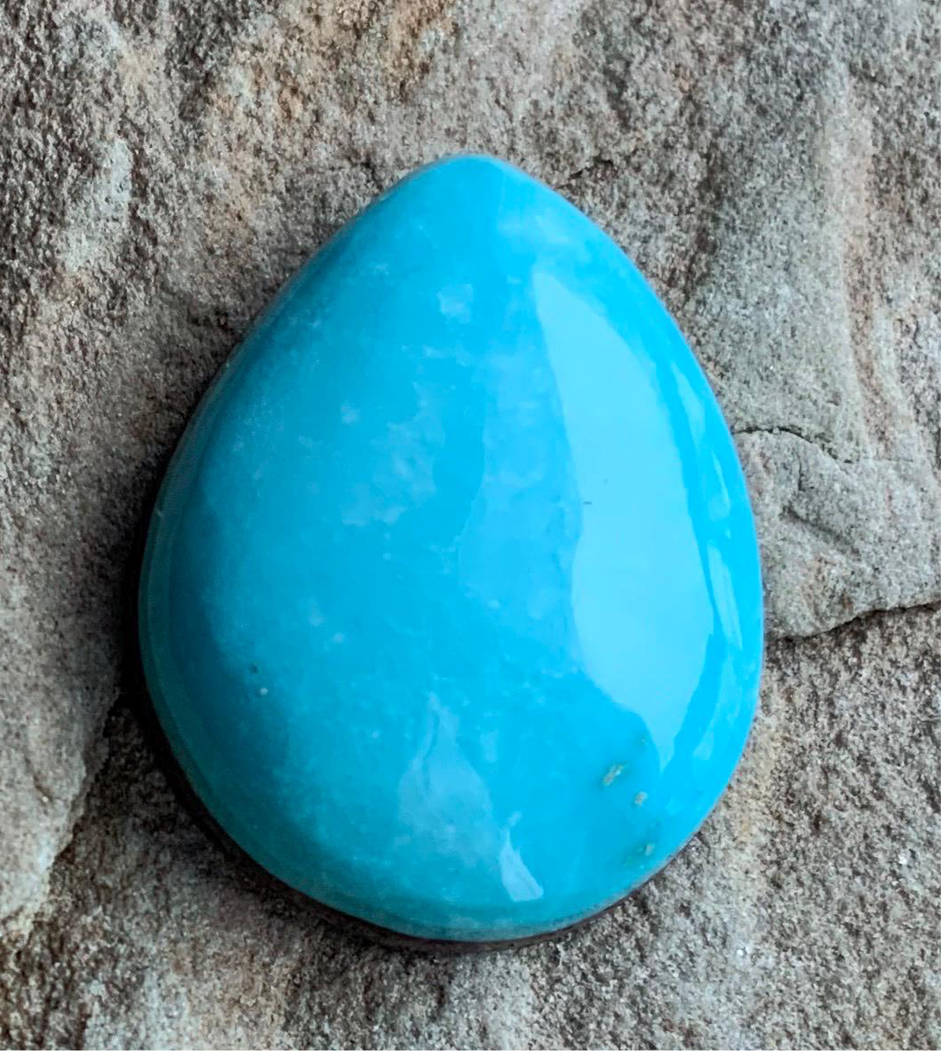 Natural Morenci Turquoise Teardrop Cabochon