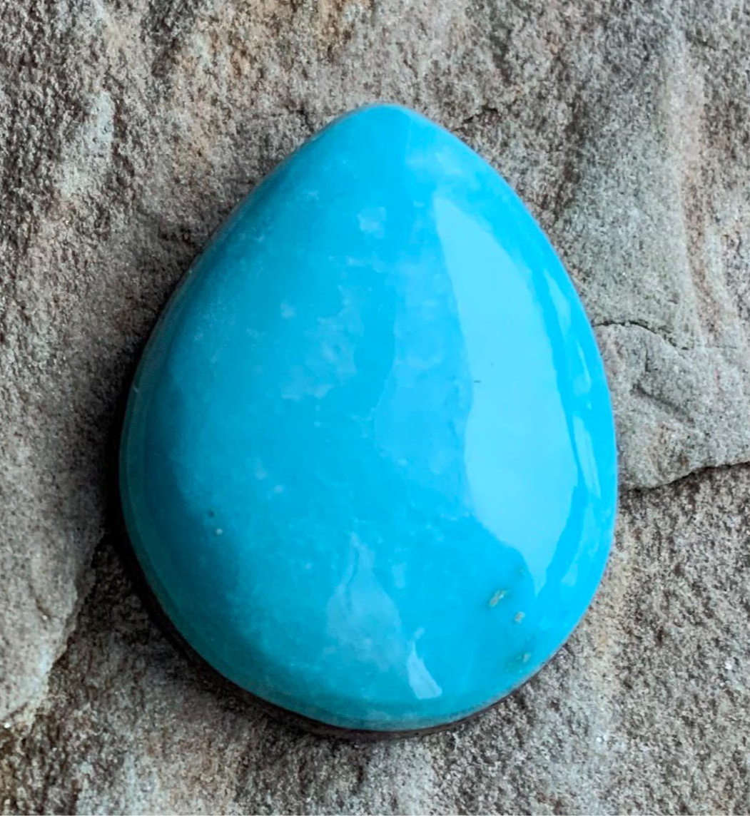 Natural Morenci Turquoise Teardrop Cabochon