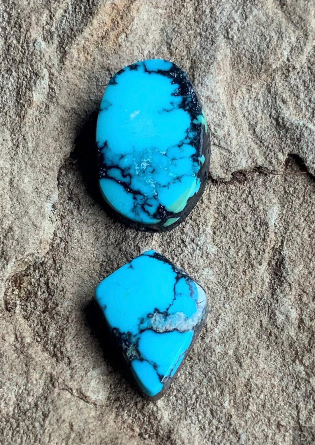 Cloud Mountain or Yungai Turquoise Cabochon Set of Two