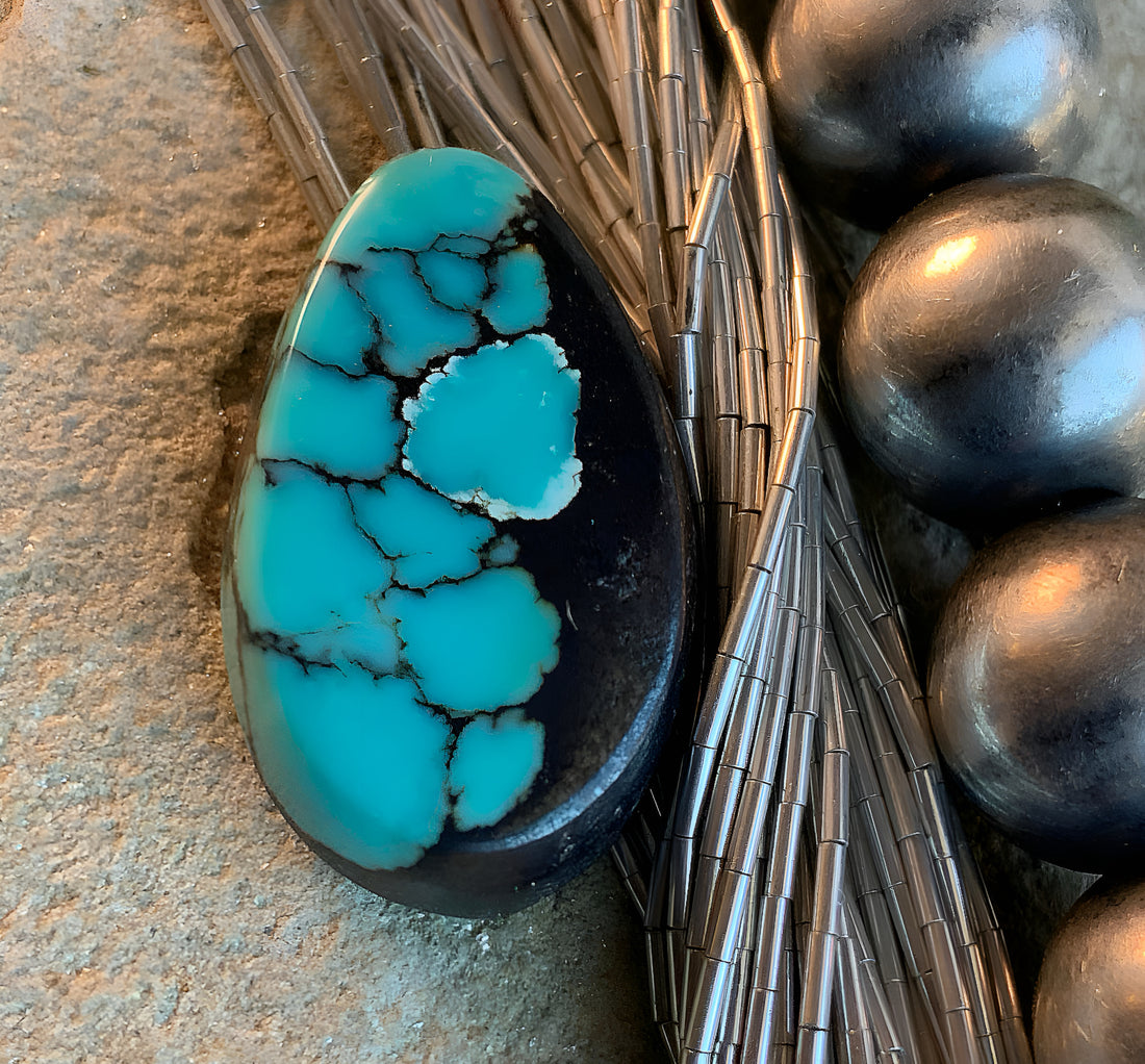 Bao Canyon Turquoise Vivid Blue Teardrop Cabochon