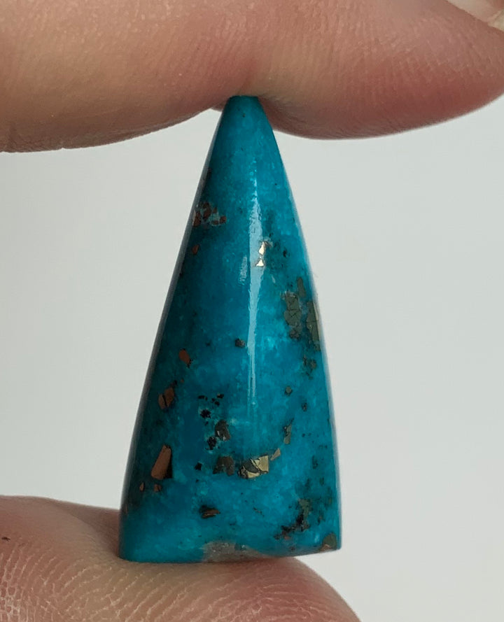 Gorgeous Blue Morenci Turquoise Triangular Cabochon with Pyrite