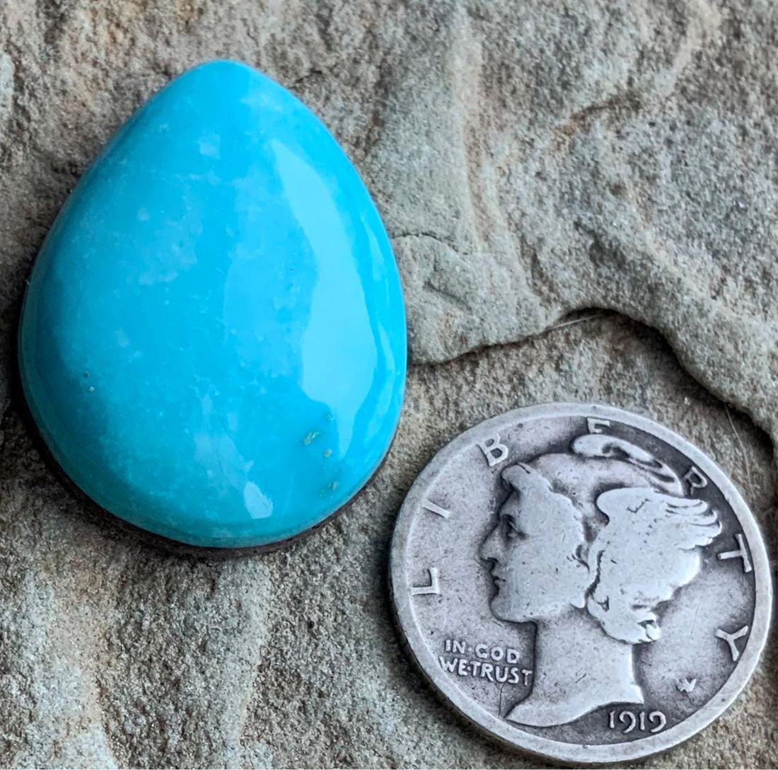 Natural Morenci Turquoise Teardrop Cabochon
