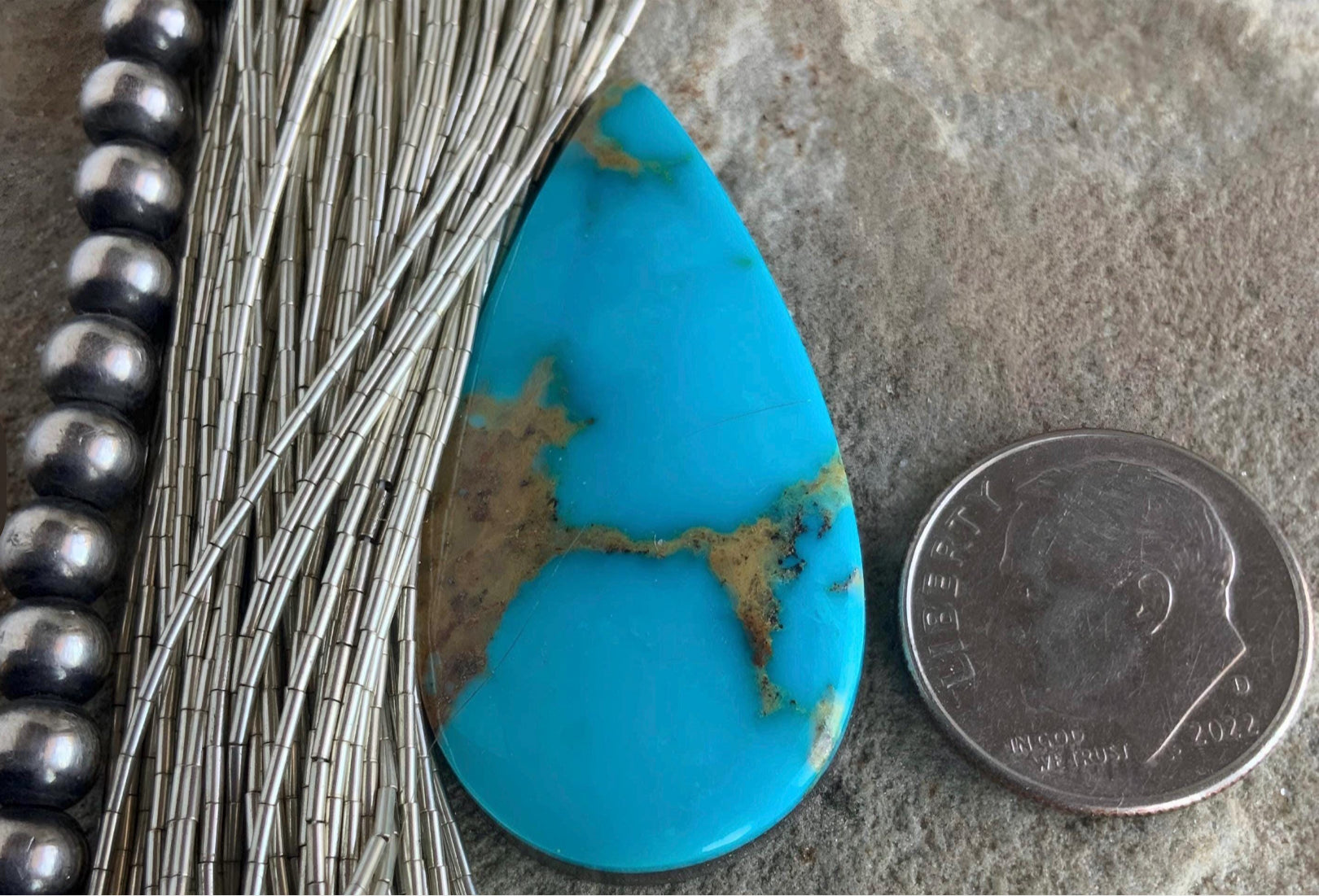 Natural Royston Turquoise Blue Teardrop Cabochon-Nevada Gemstone #R98