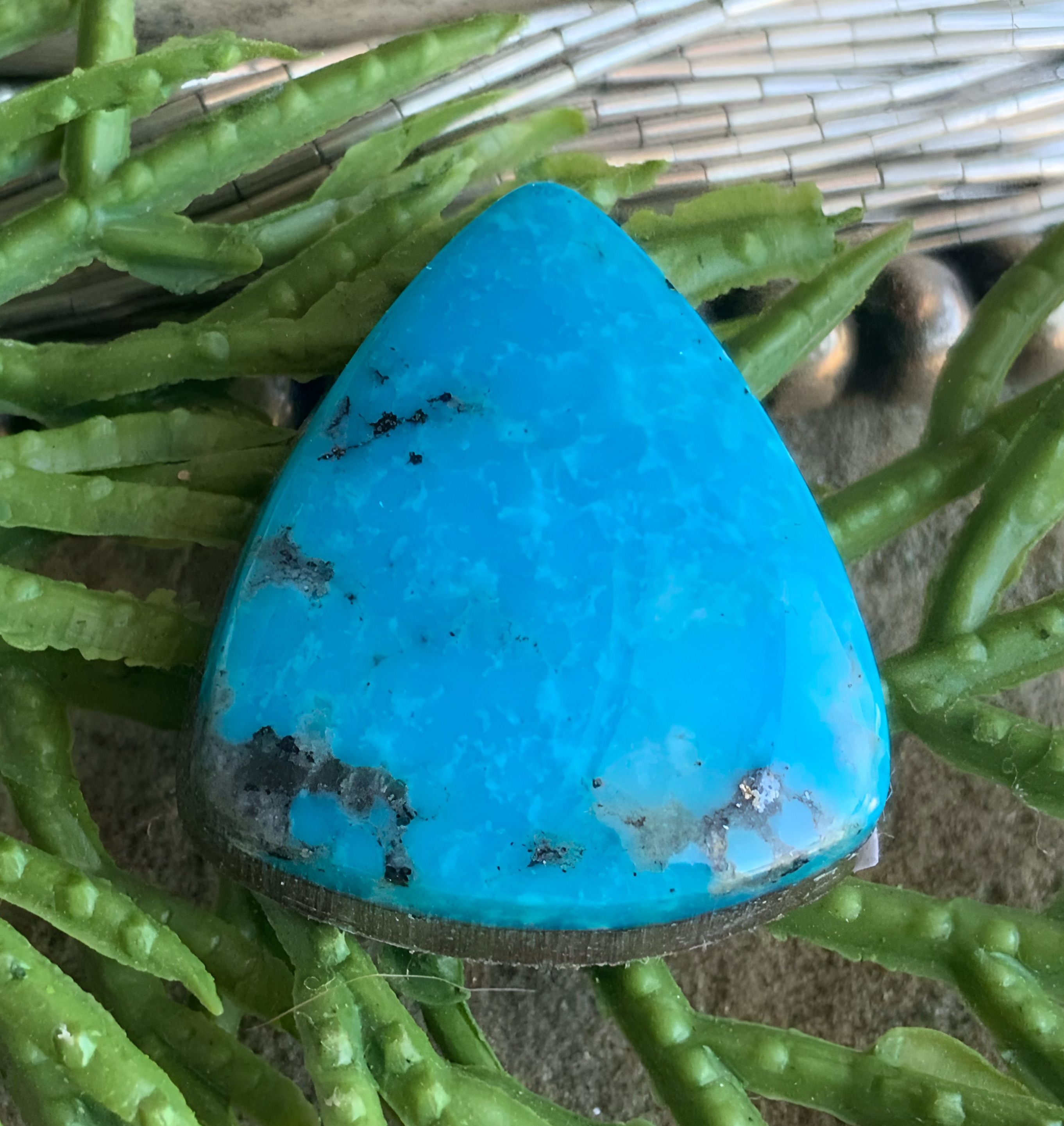 Ithaca Peak Turquoise Trillion Cabochon -Arizona Gemstone #IP144
