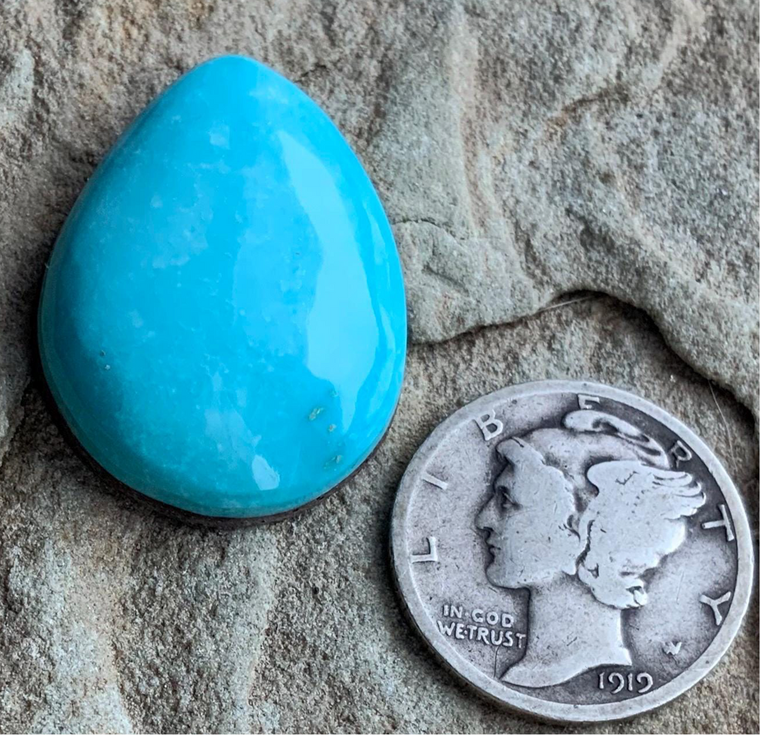 Natural Morenci Turquoise Teardrop Cabochon