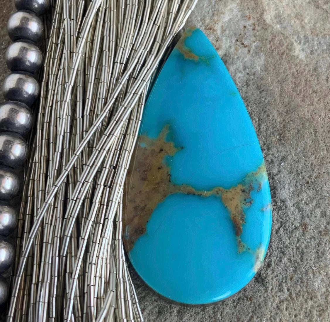 Natural Royston Turquoise Blue Teardrop Cabochon-Nevada Gemstone #R98