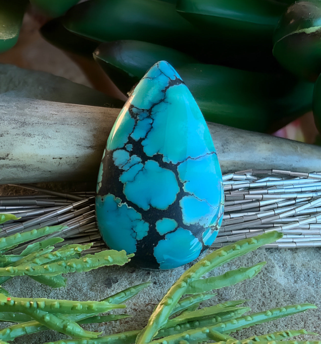 Natural Sierra Nevada Turquoise Teardrop Cabochon-Nevada Gemstone