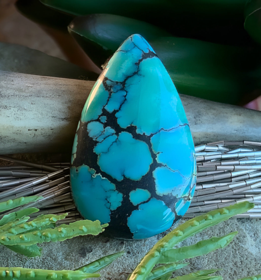 Natural Sierra Nevada Turquoise Teardrop Cabochon-Nevada Gemstone