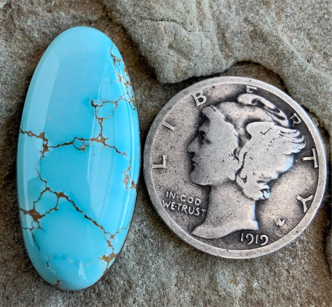 Beautiful Natural High Grade Number Eight Turquoise Oval Cabochon