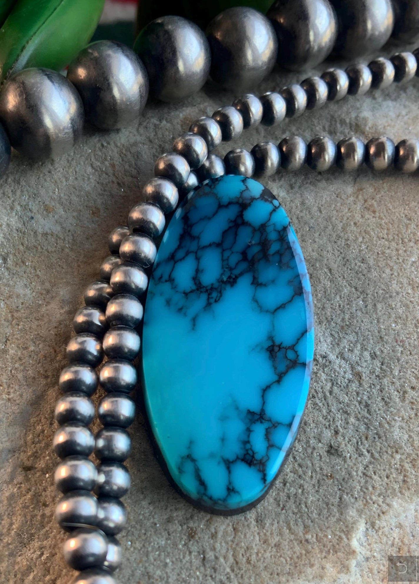 High Grade Cloud Mountain Turquoise Long Oval Cabochon