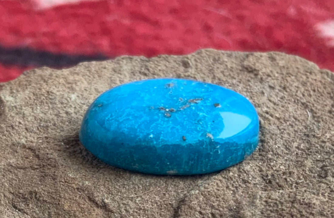 Beautiful Blue Persian Turquoise Oval With Silver Pyrite