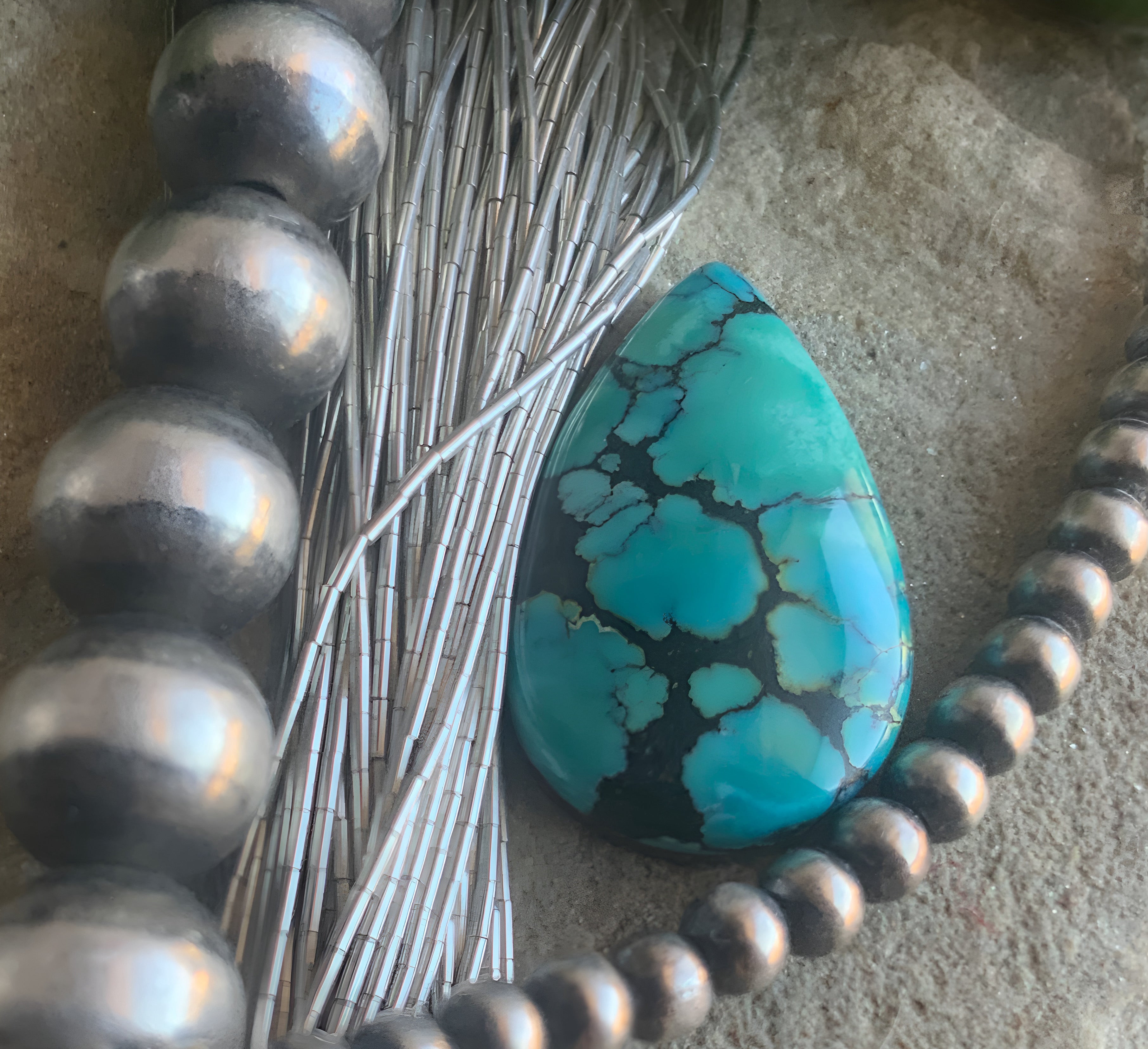 Natural Sierra Nevada Turquoise Teardrop Cabochon-Nevada Gemstone