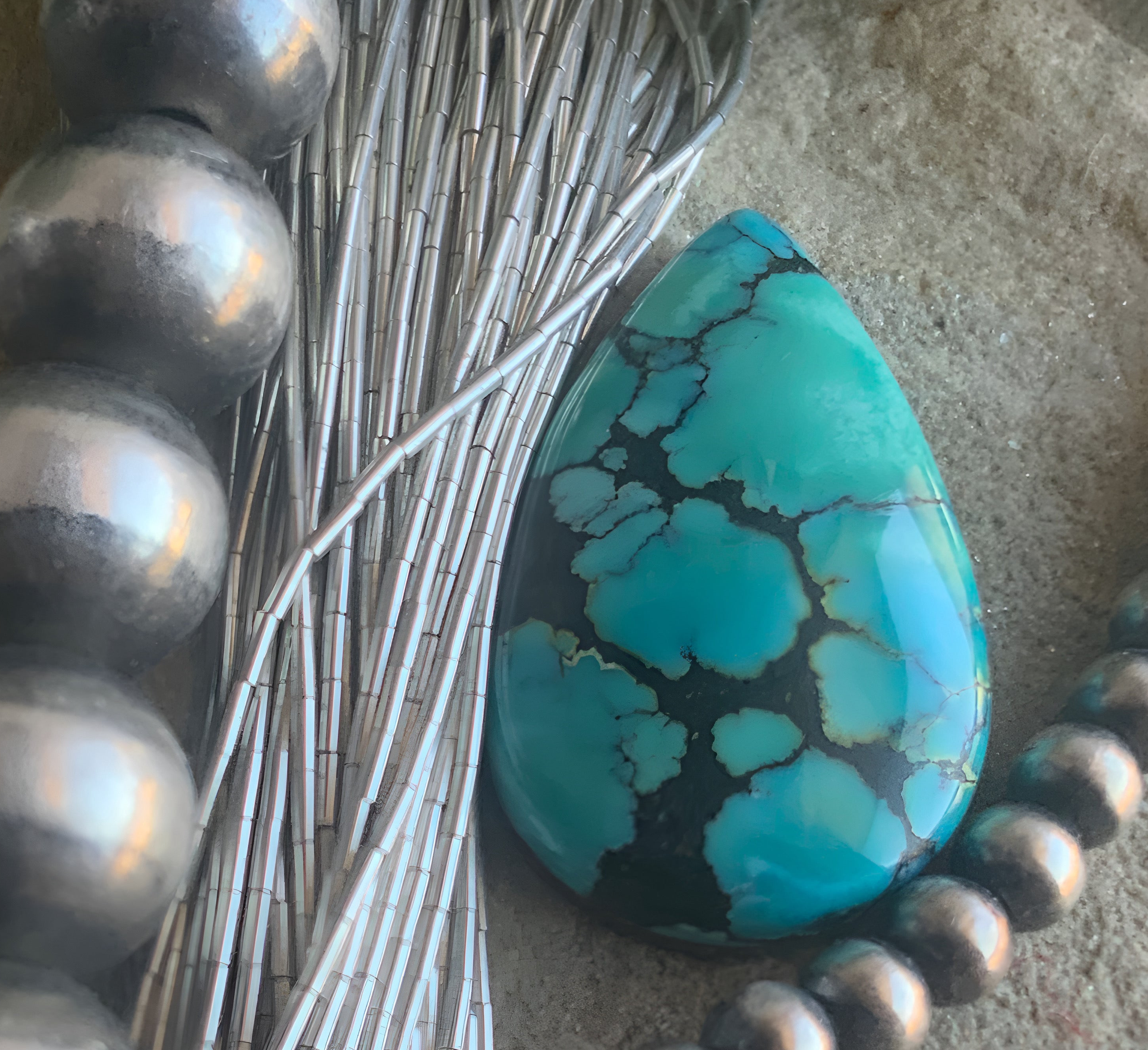 Natural Sierra Nevada Turquoise Teardrop Cabochon-Nevada Gemstone