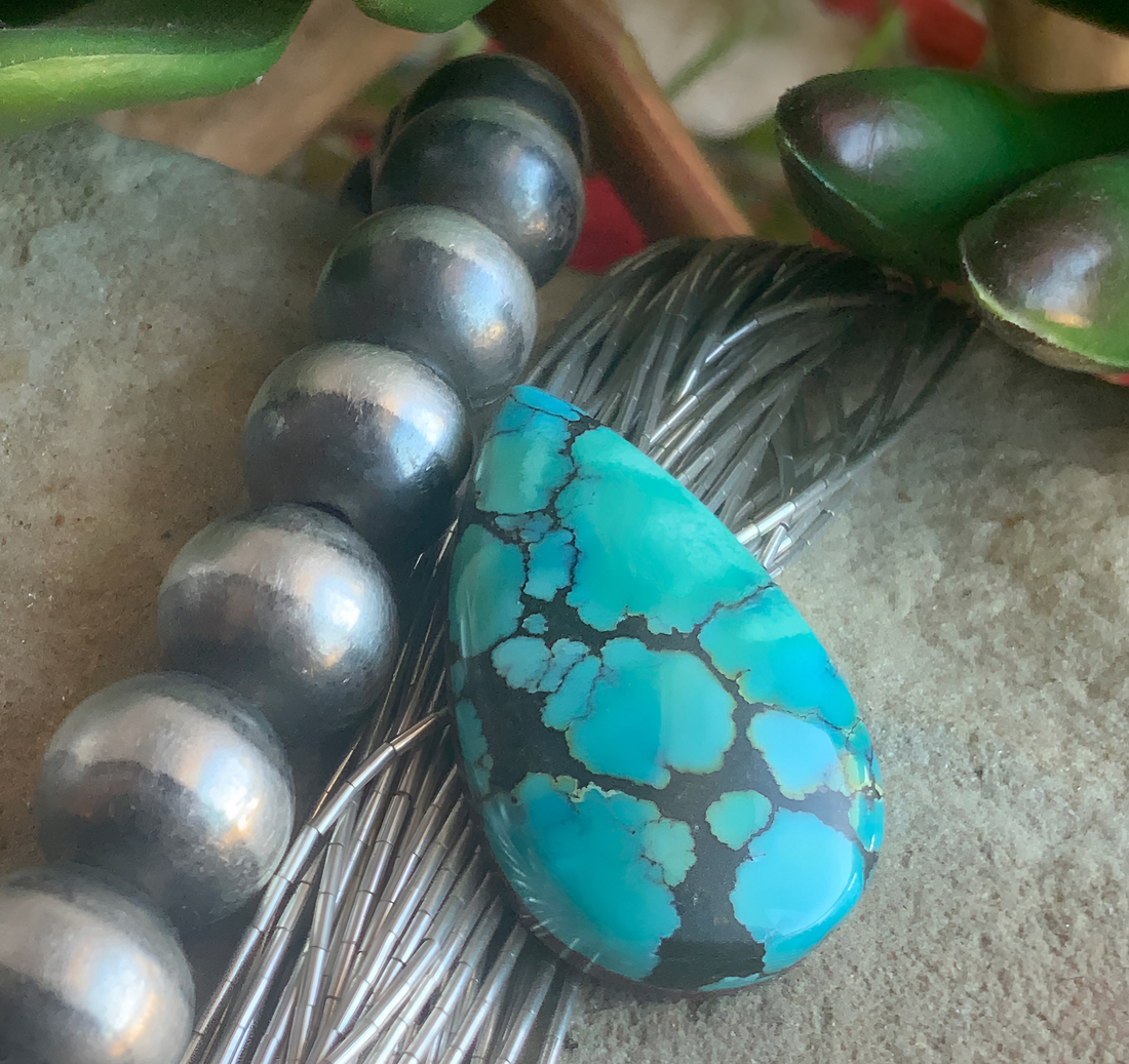 Natural Sierra Nevada Turquoise Teardrop Cabochon-Nevada Gemstone