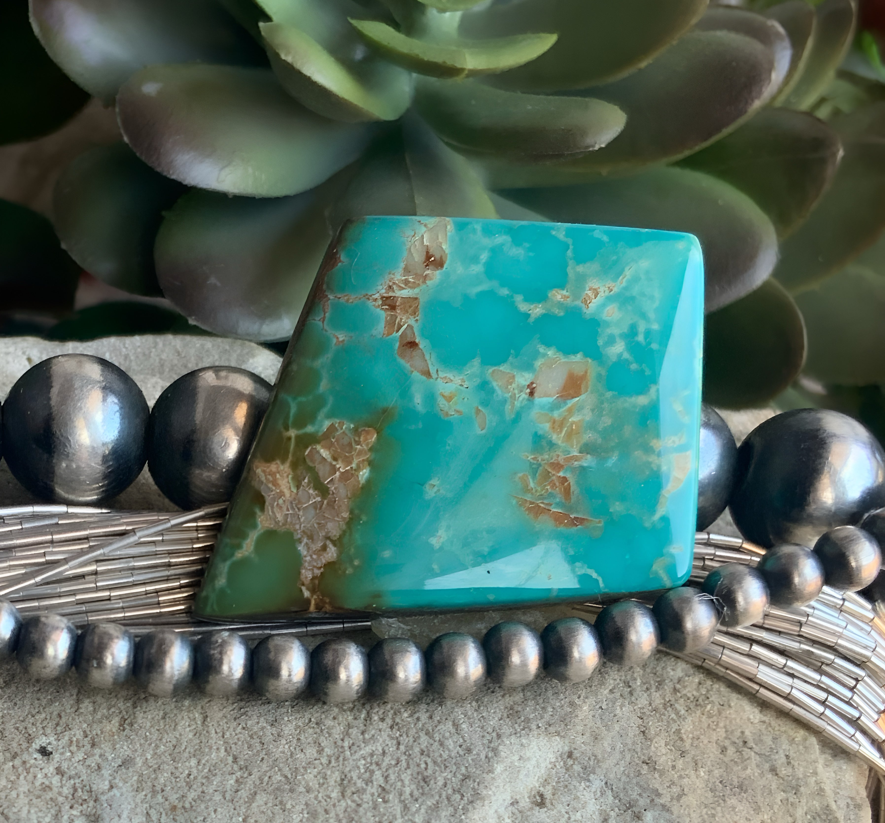 High Grade Natural Royston Polychrome Turquoise Cabochon #R2