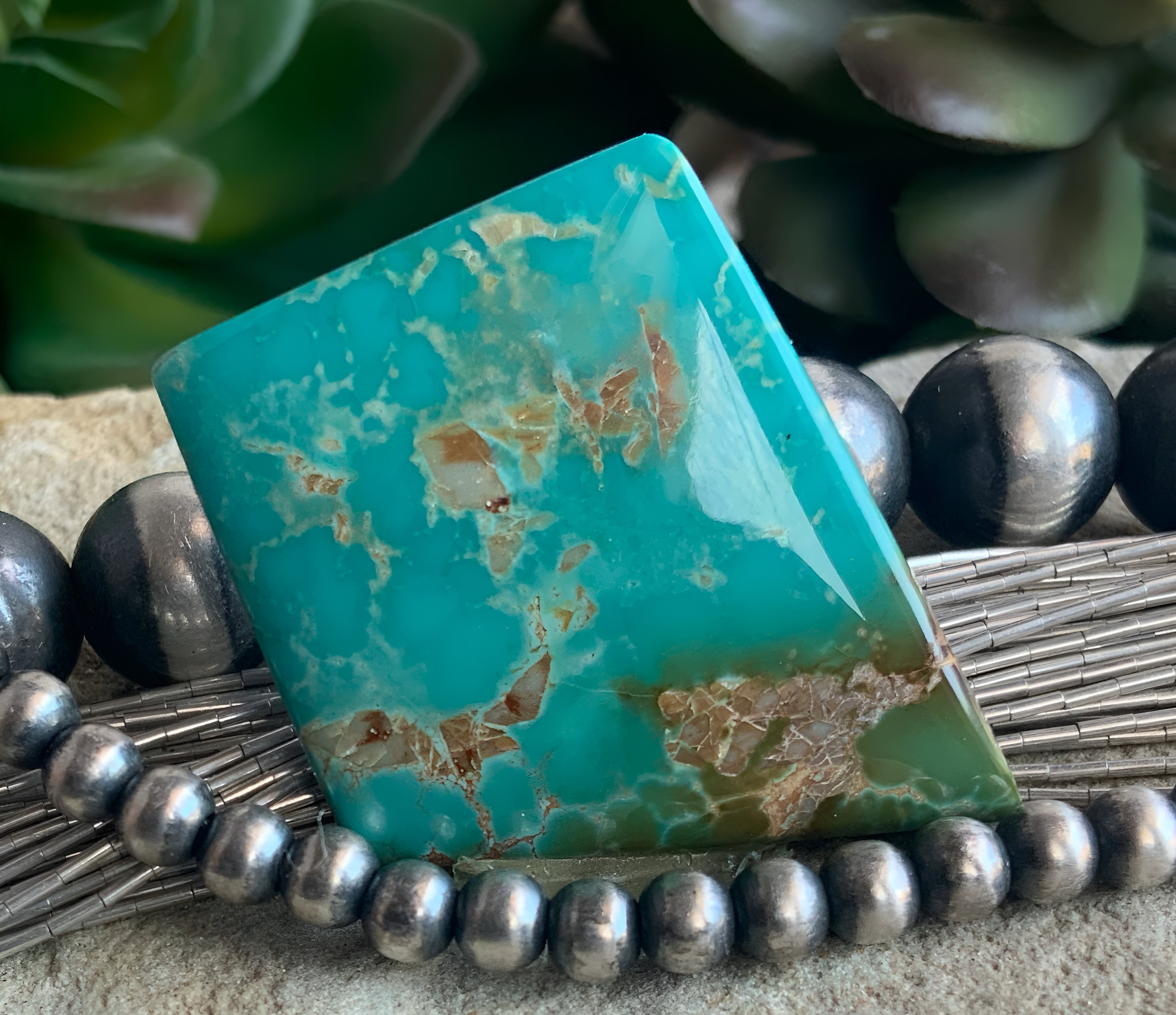 High Grade Natural Royston Polychrome Turquoise Cabochon #R2