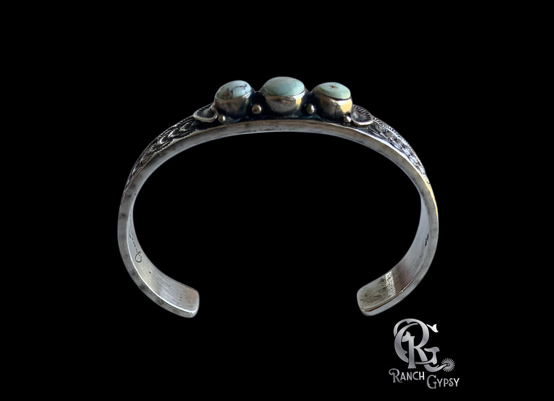 Dry Creek Sterling Silver Stamped Bracelet Set by June Delgarito -Navajo