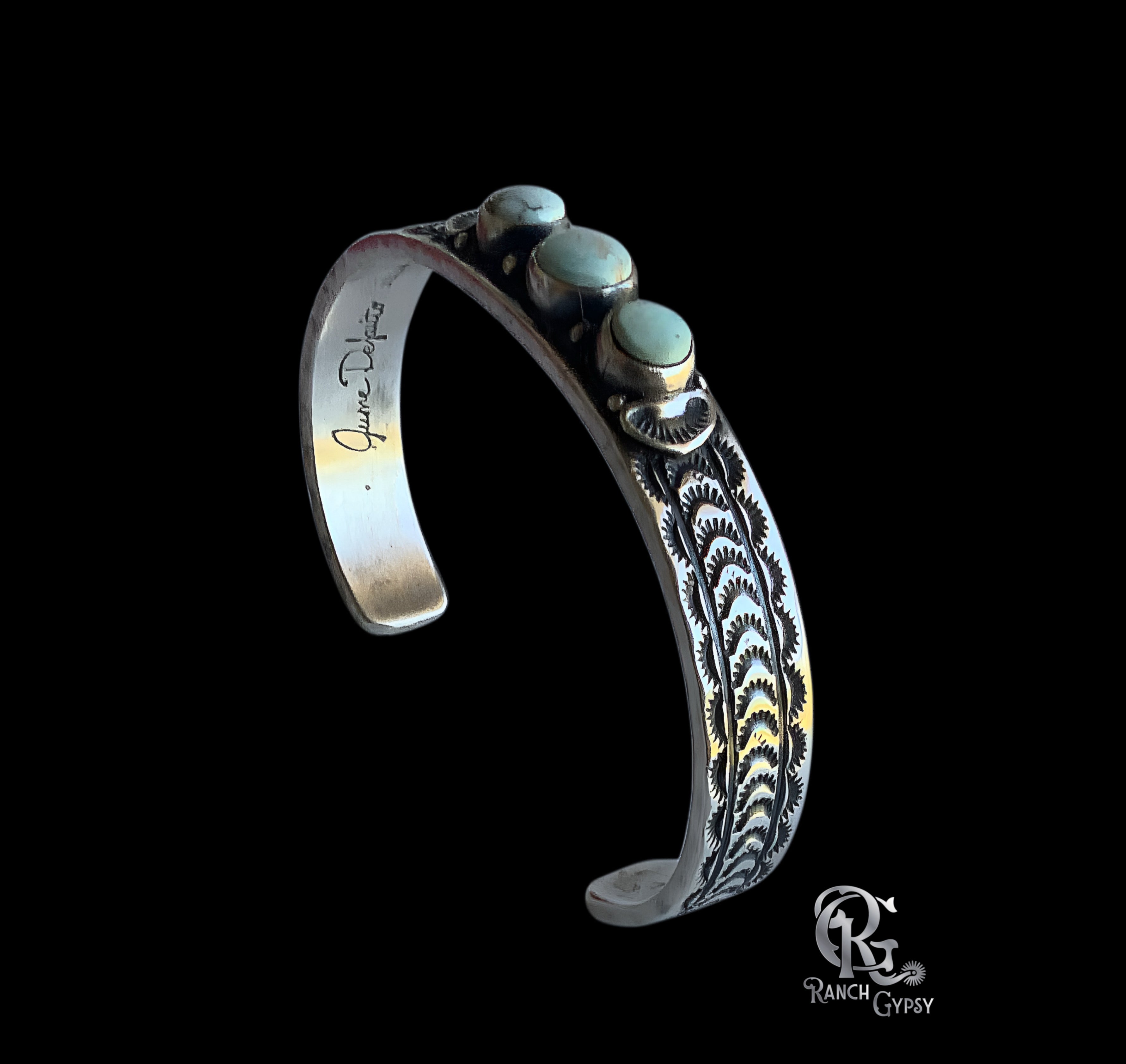 Dry Creek Sterling Silver Stamped Bracelet Set by June Delgarito -Navajo