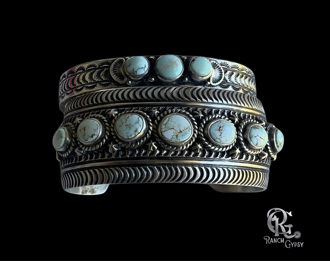 Dry Creek Sterling Silver Stamped Bracelet Set by June Delgarito -Navajo