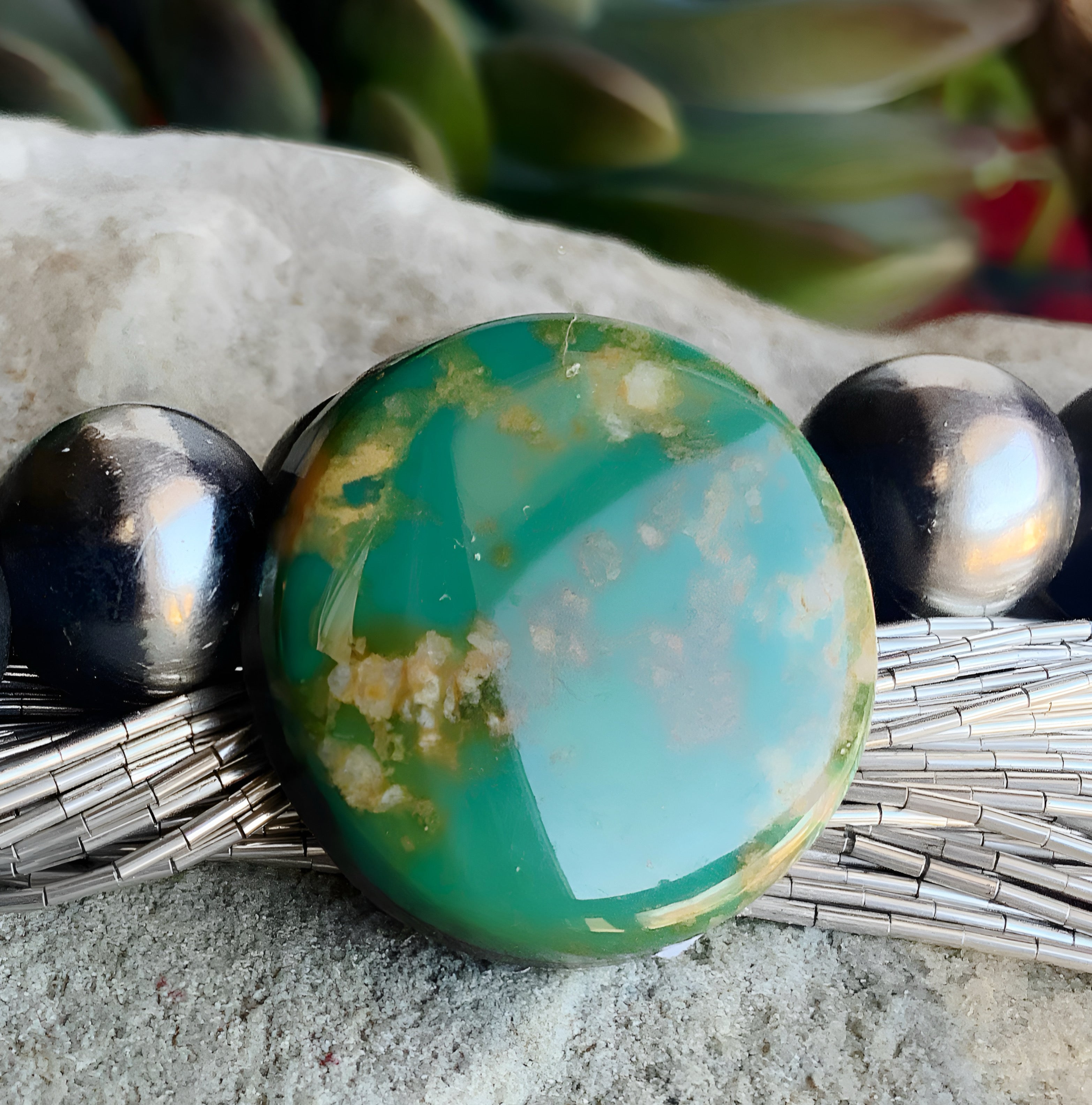 Royston Turquoise Green Round Cabochon-Nevada Gemstone