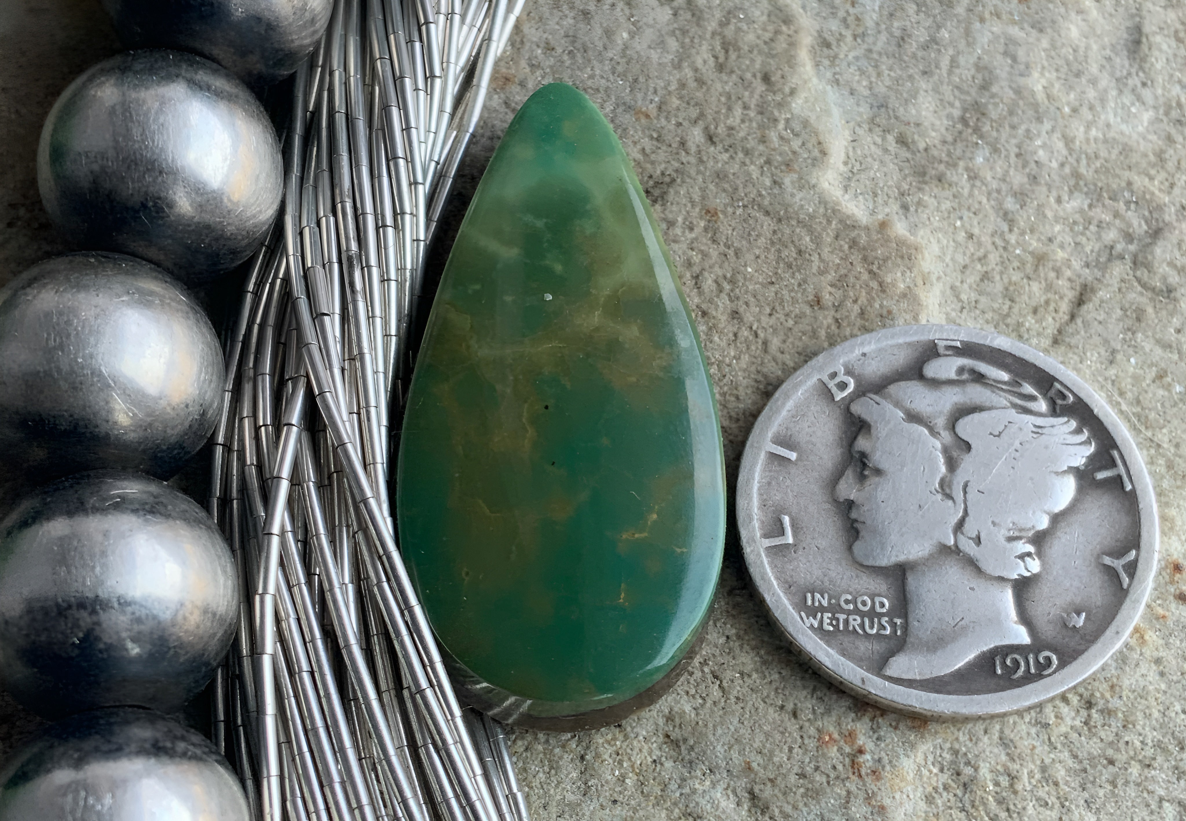 Natural Turquoise Mountain Turquoise Green Teardrop Cabochon