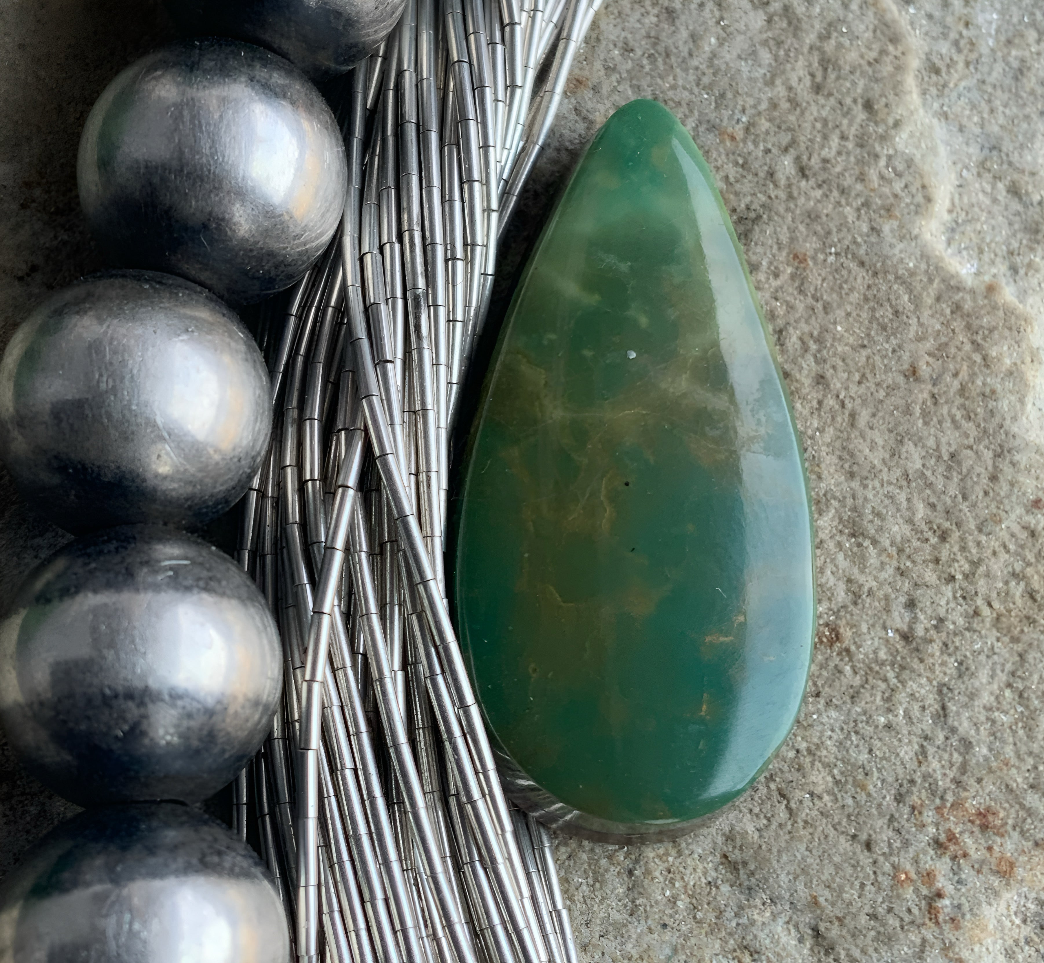 Natural Turquoise Mountain Turquoise Green Teardrop Cabochon