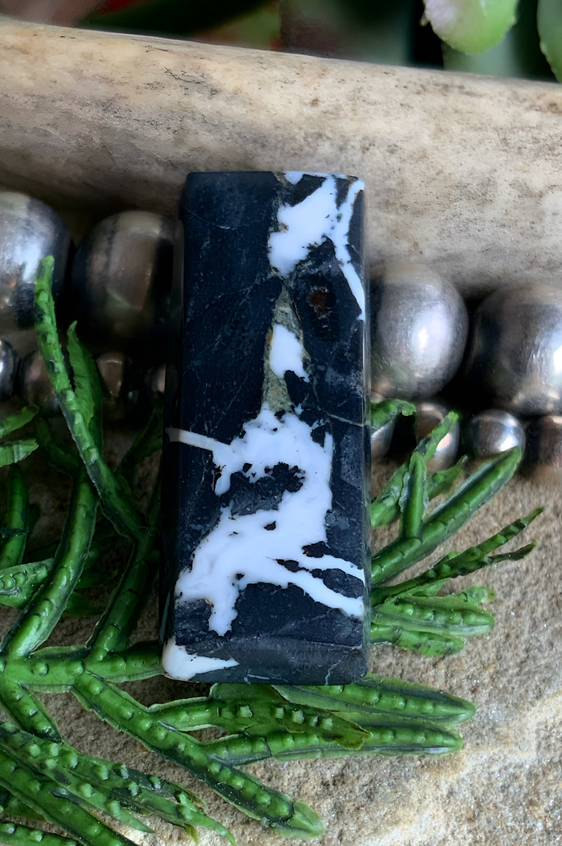 Natural White Buffalo Rectangle Cabochon-Nevada Gemstone