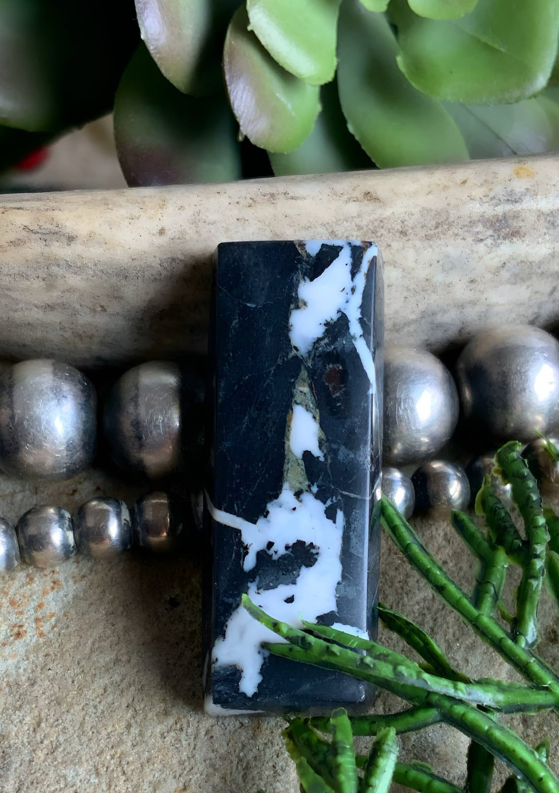 Natural White Buffalo Rectangle Cabochon-Nevada Gemstone
