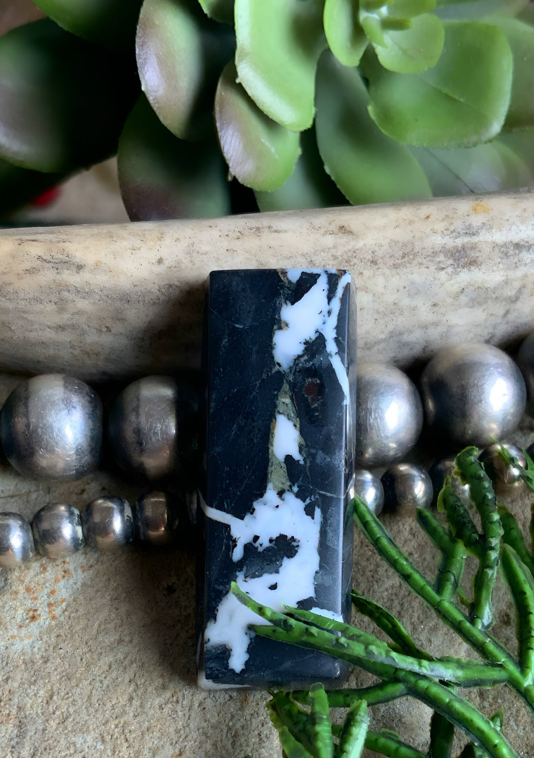 Natural White Buffalo Rectangle Cabochon-Nevada Gemstone