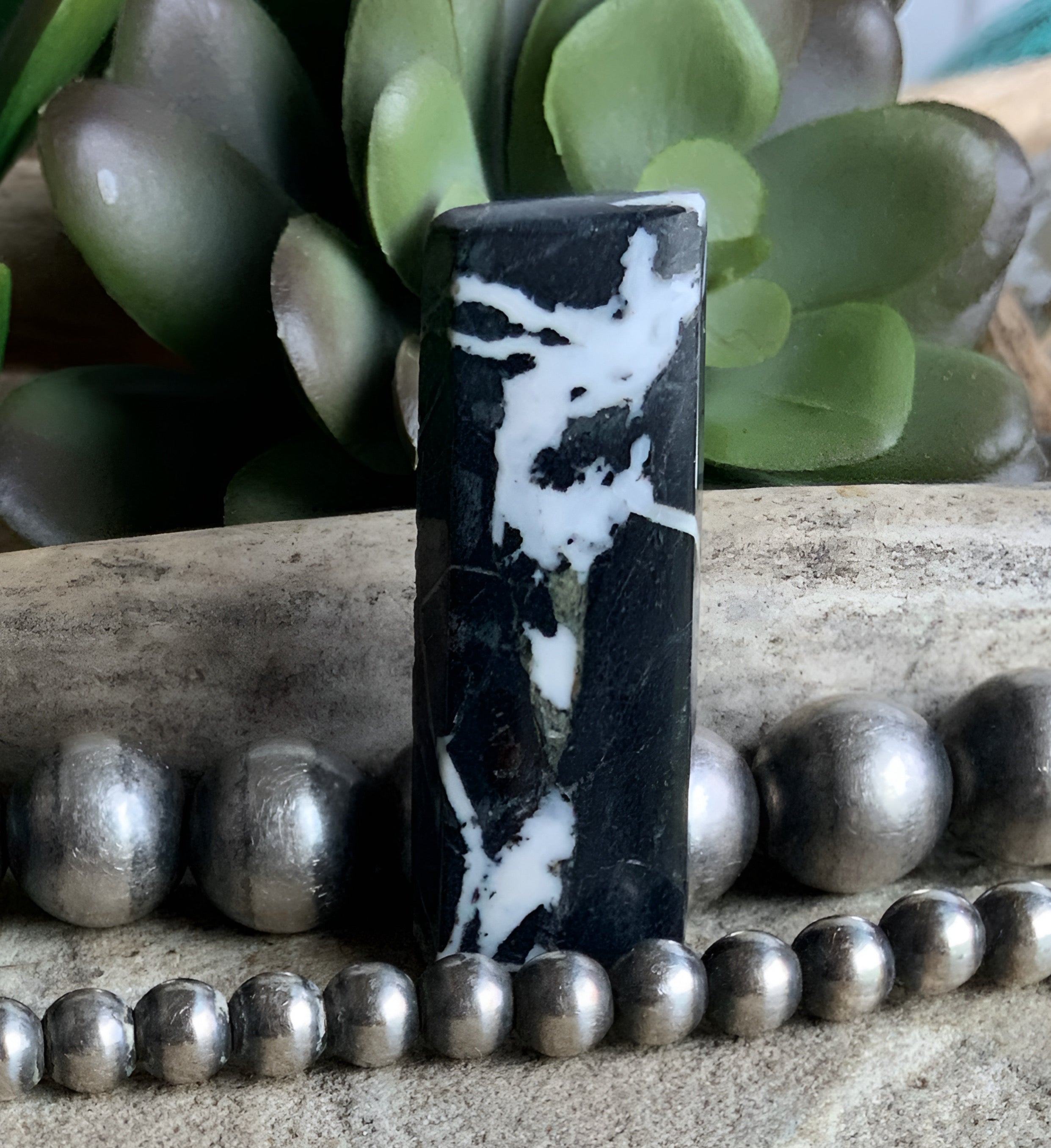 Natural White Buffalo Rectangle Cabochon-Nevada Gemstone