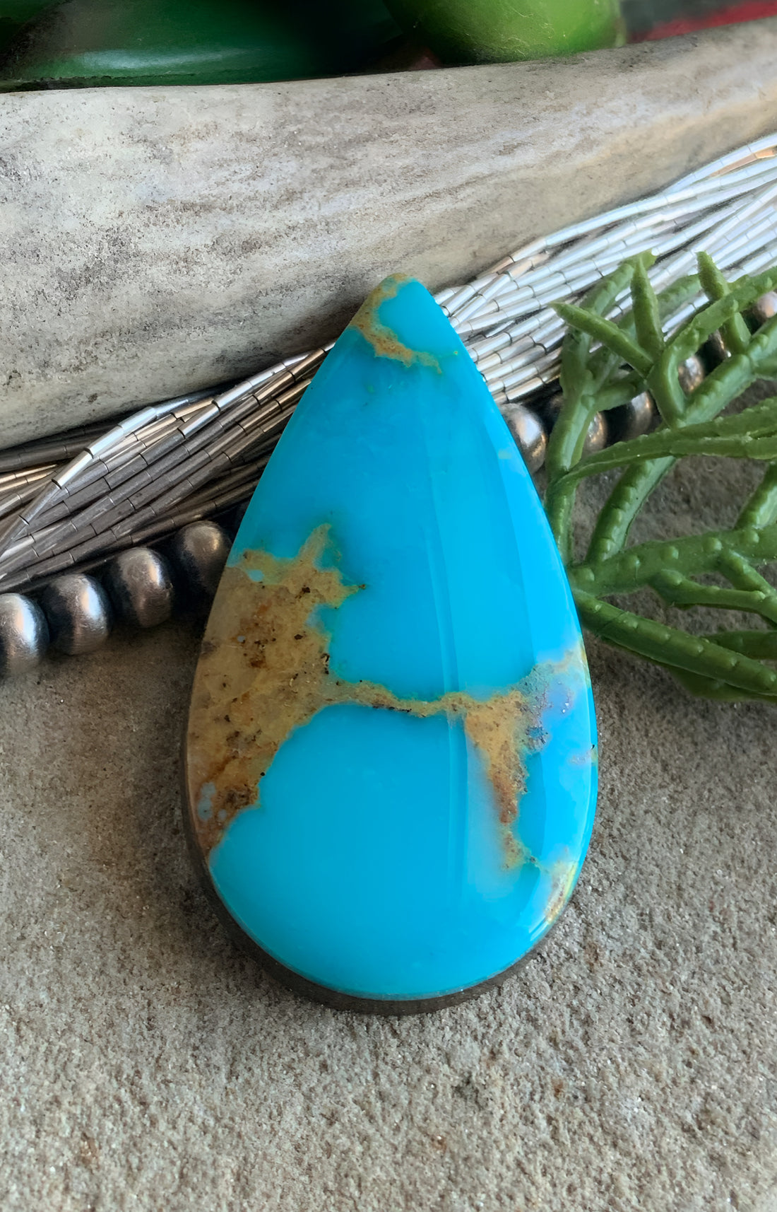 Natural Royston Turquoise Blue Teardrop Cabochon-Nevada Gemstone #R98