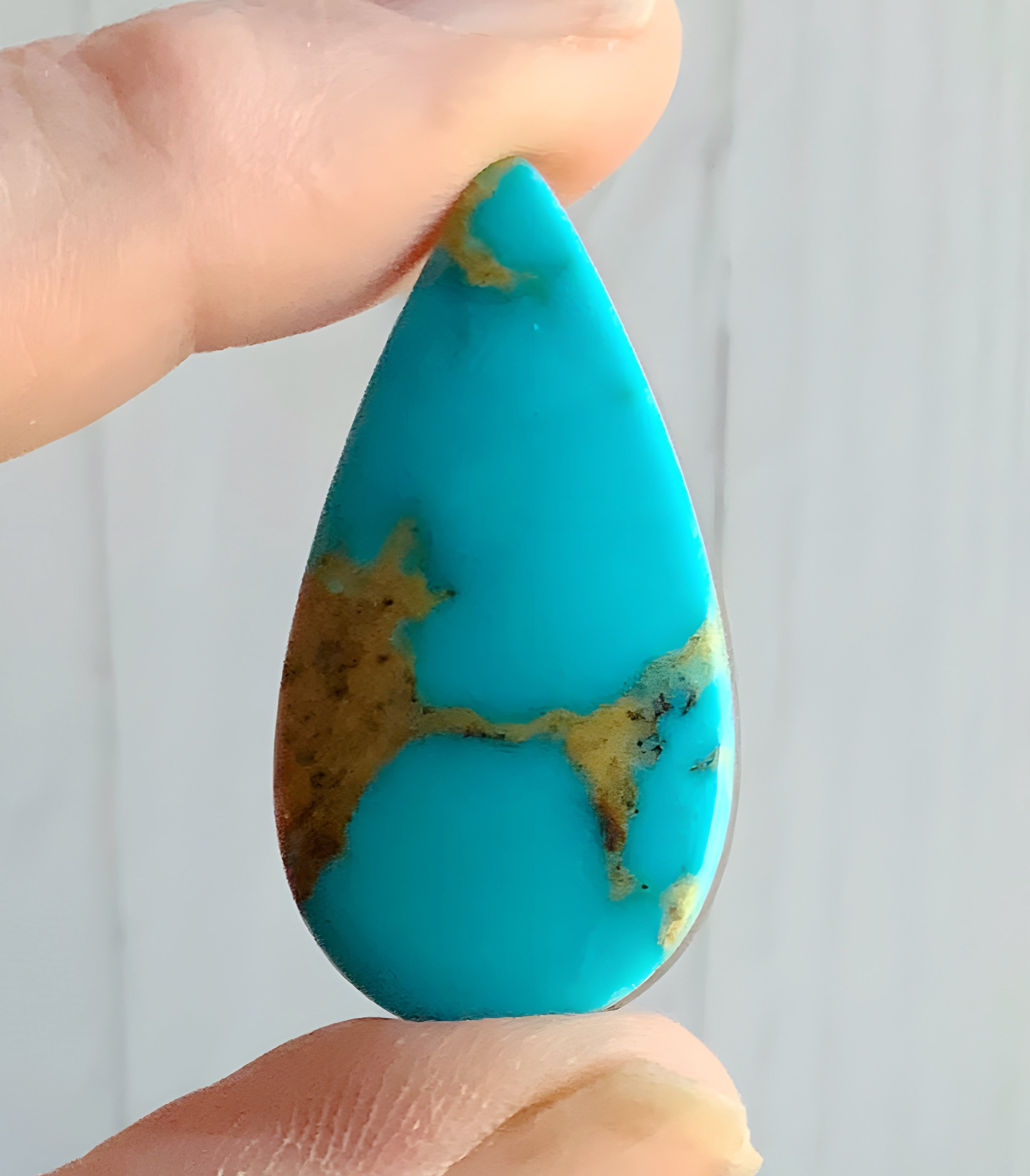 Natural Royston Turquoise Blue Teardrop Cabochon-Nevada Gemstone #R98